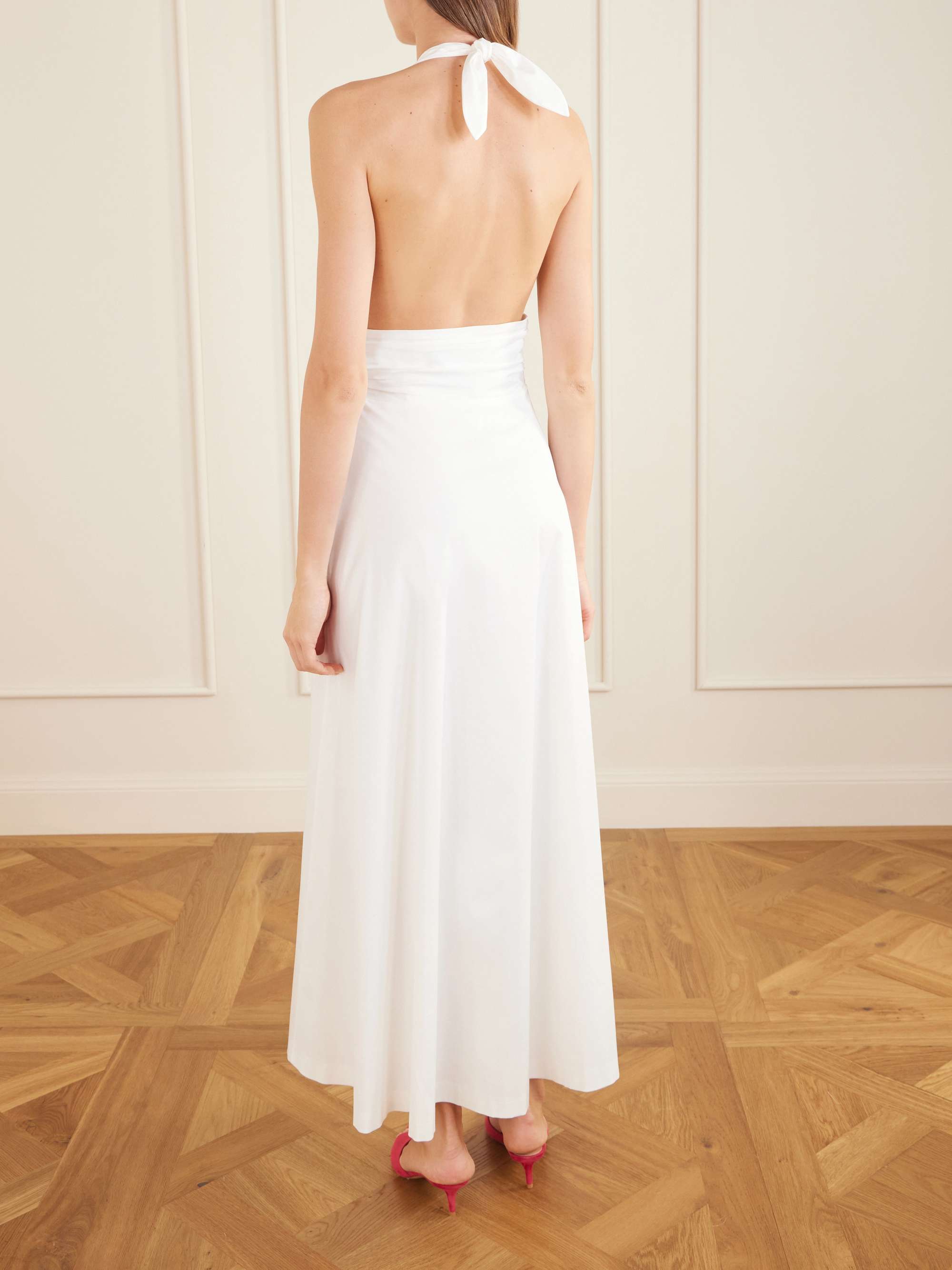 BERNADETTE Marilyn organic cotton-blend poplin halterneck maxi