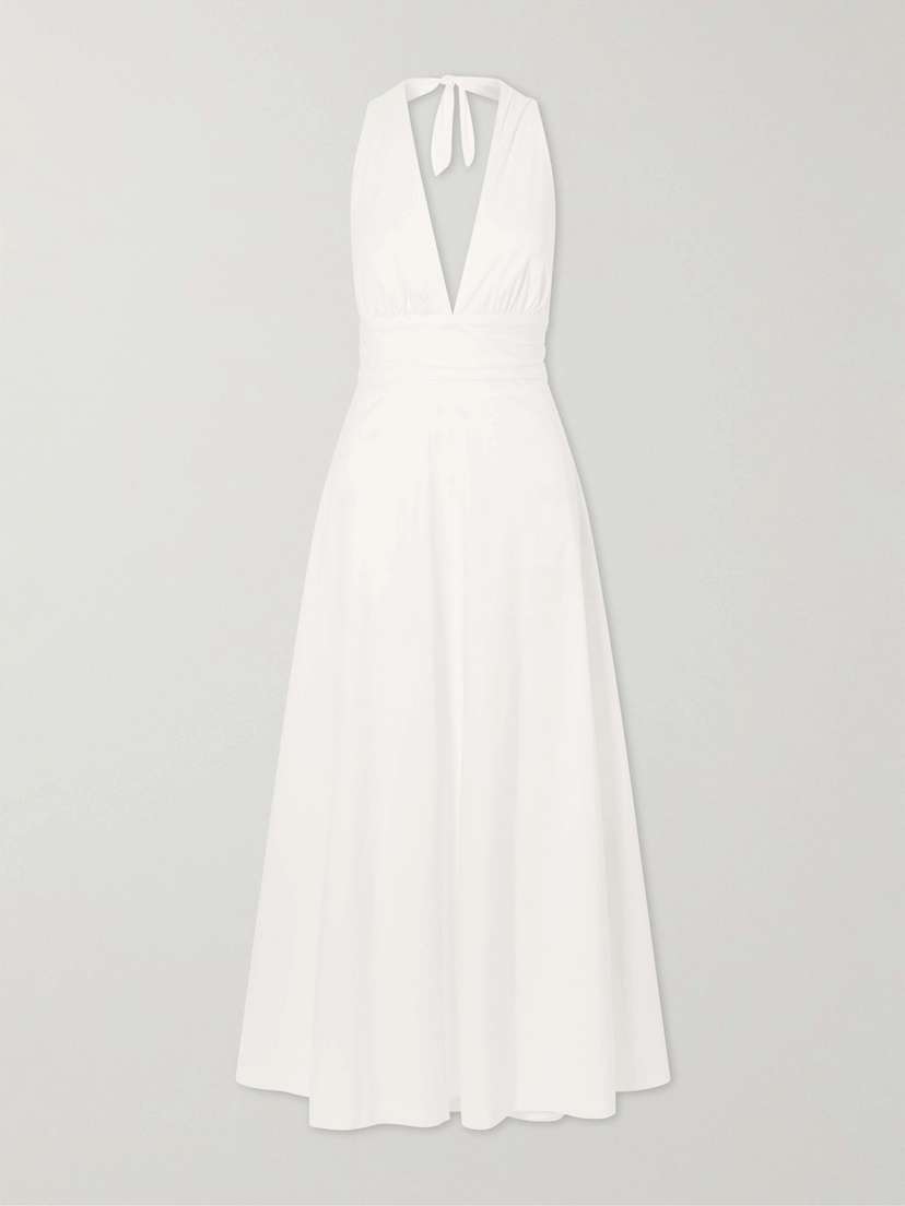 BERNADETTE Marilyn Organic Cotton-blend Poplin Halterneck Maxi Dress