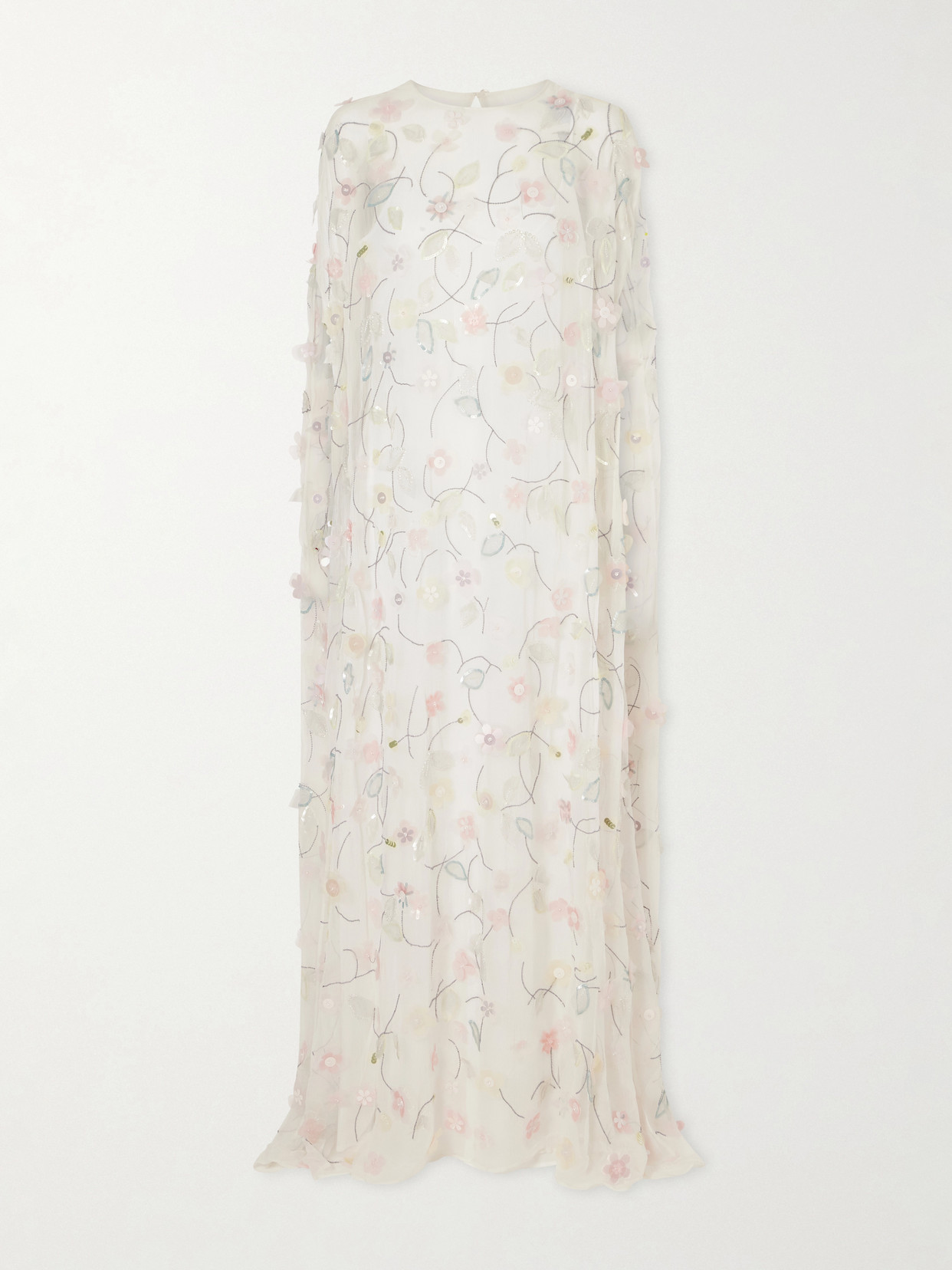 Bernadette Embroidered Sequin-detailed Recycled Chiffon Gown In Multi