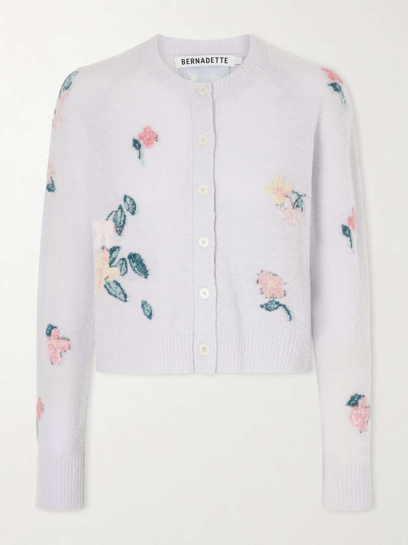 BERNADETTE Clemence Wool-blend Floral-patterned Cardigan