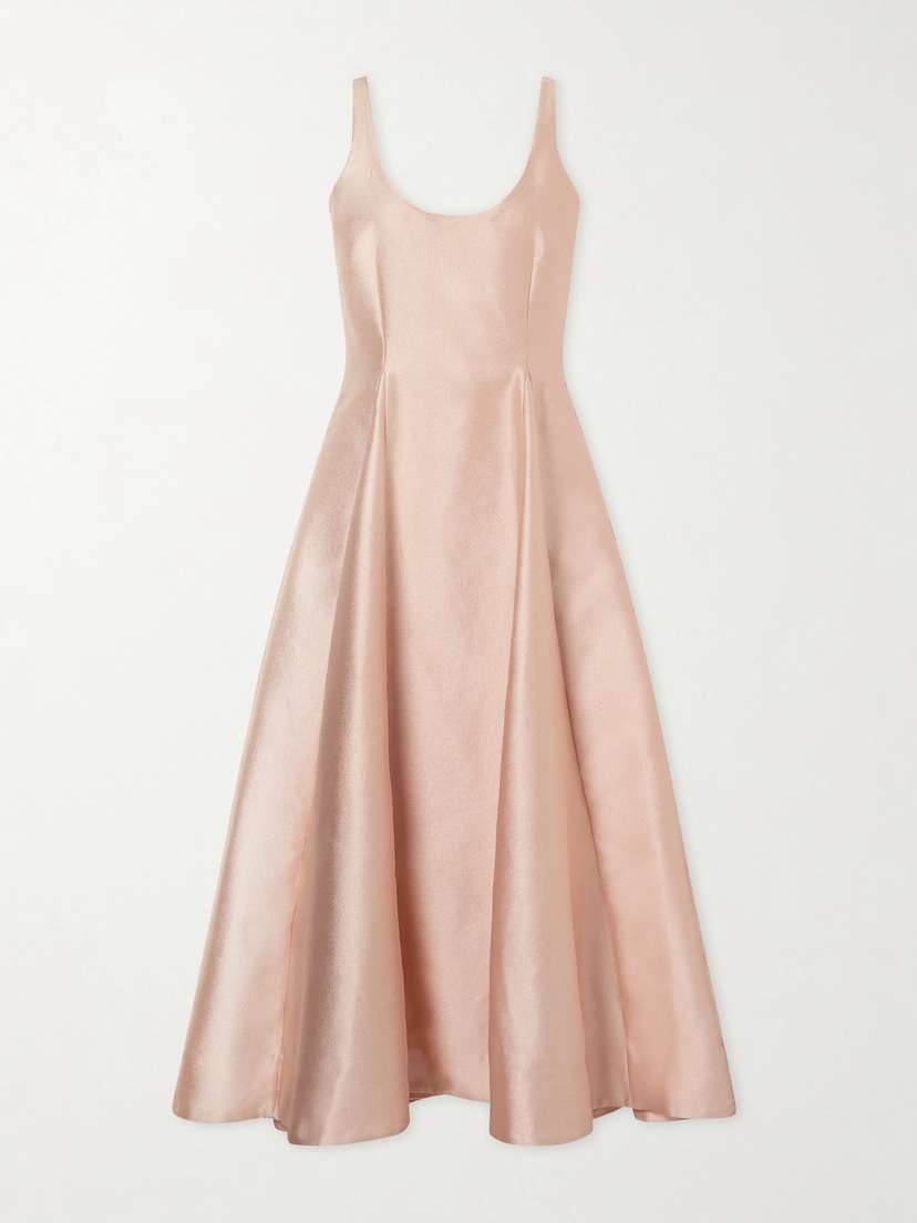 BERNADETTE Charles Paneled Pebble-crepe Midi Dress