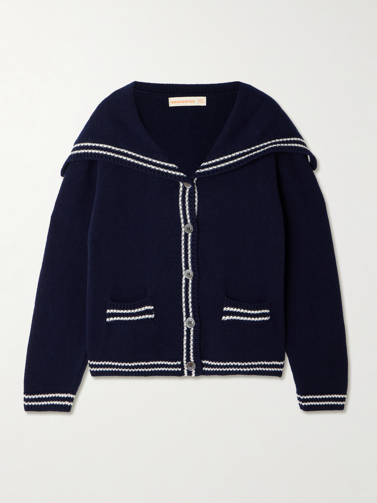 And-daughter Saoirse Sailor Striped Wool Cardigan In Blue