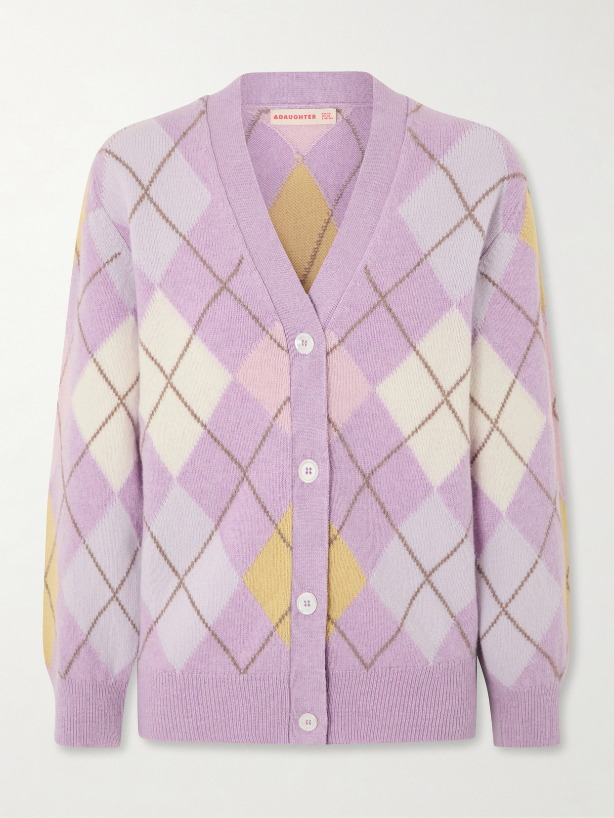 And-daughter Argyle Wool Cardigan In Purple