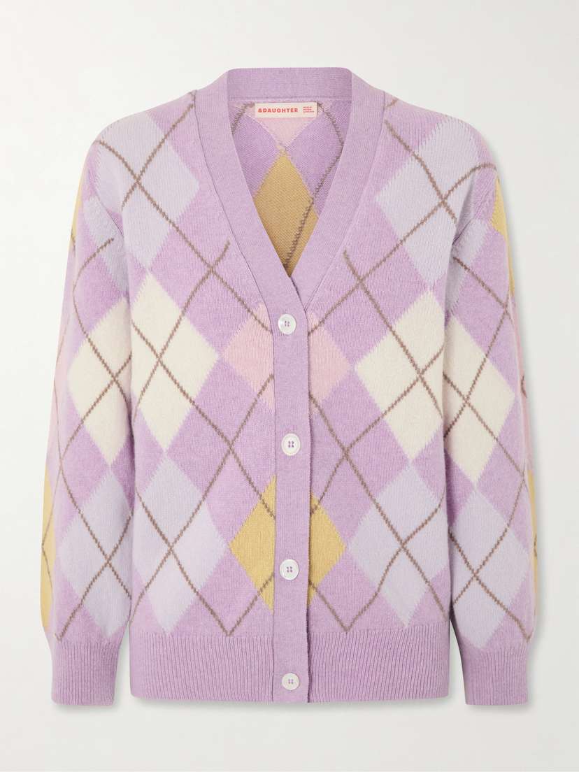 &Daughter Argyle Wool Cardigan