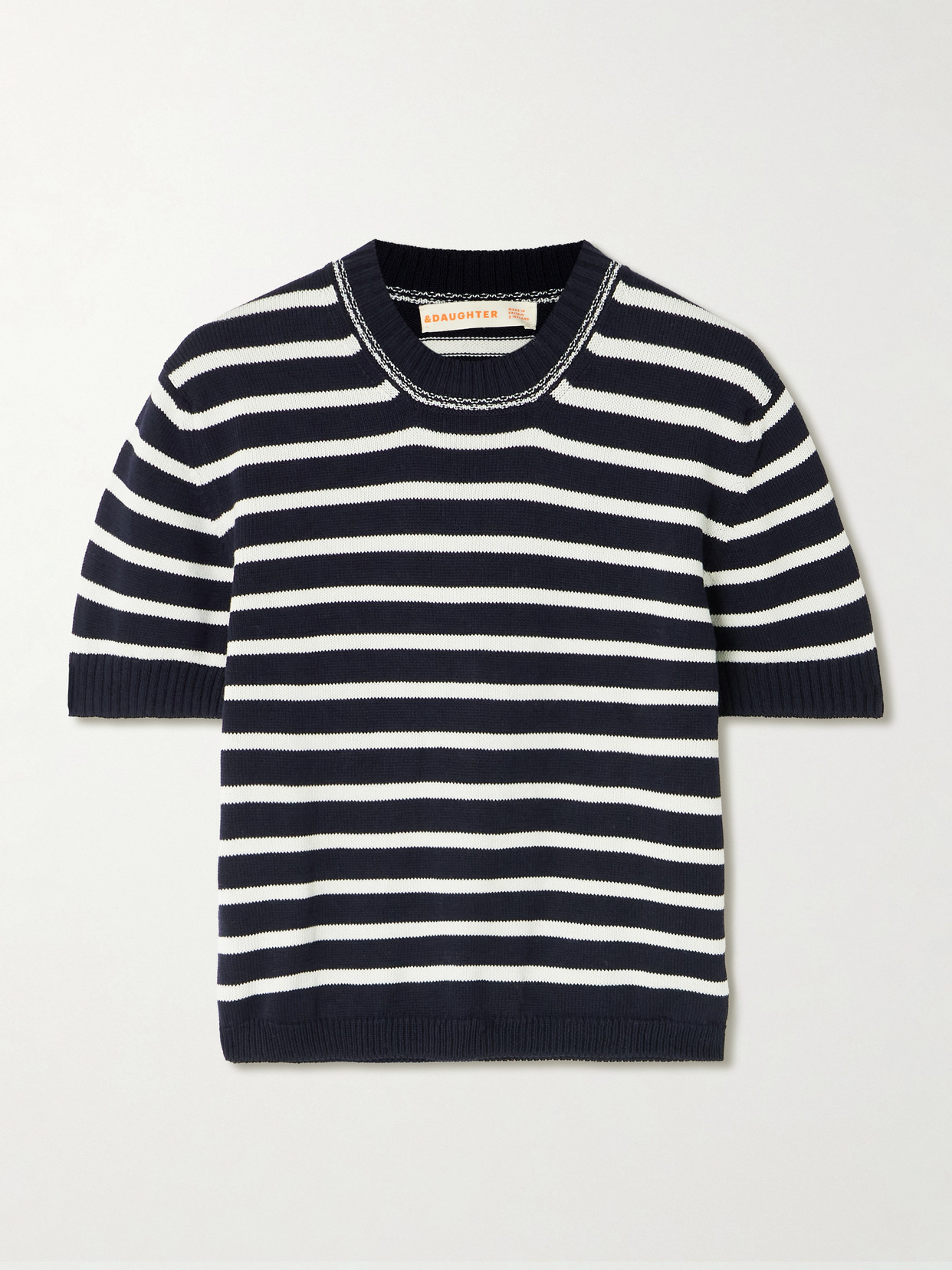 And-daughter Shona Striped Organic Cotton Top In Blue