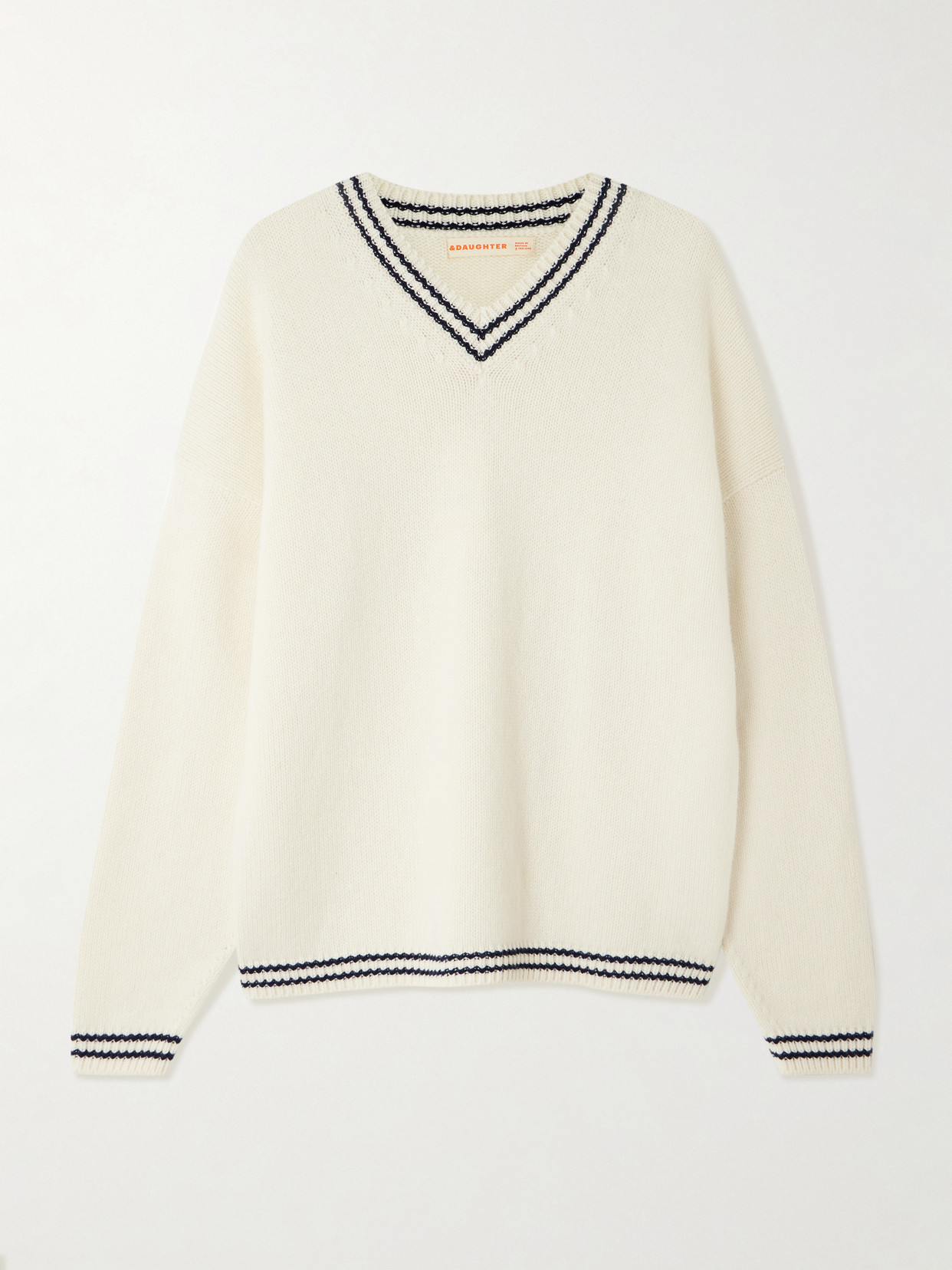 And-daughter Balla Slouch Striped Wool Sweater In Neutral