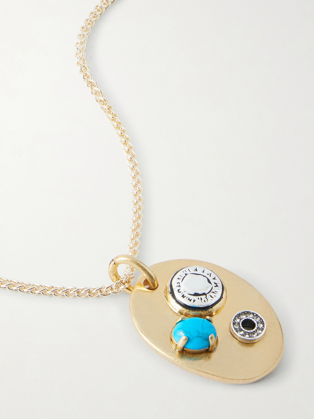 Maison Mayle Arpelle Gold-plated, Turquoise, Pewter And Crystal Necklace