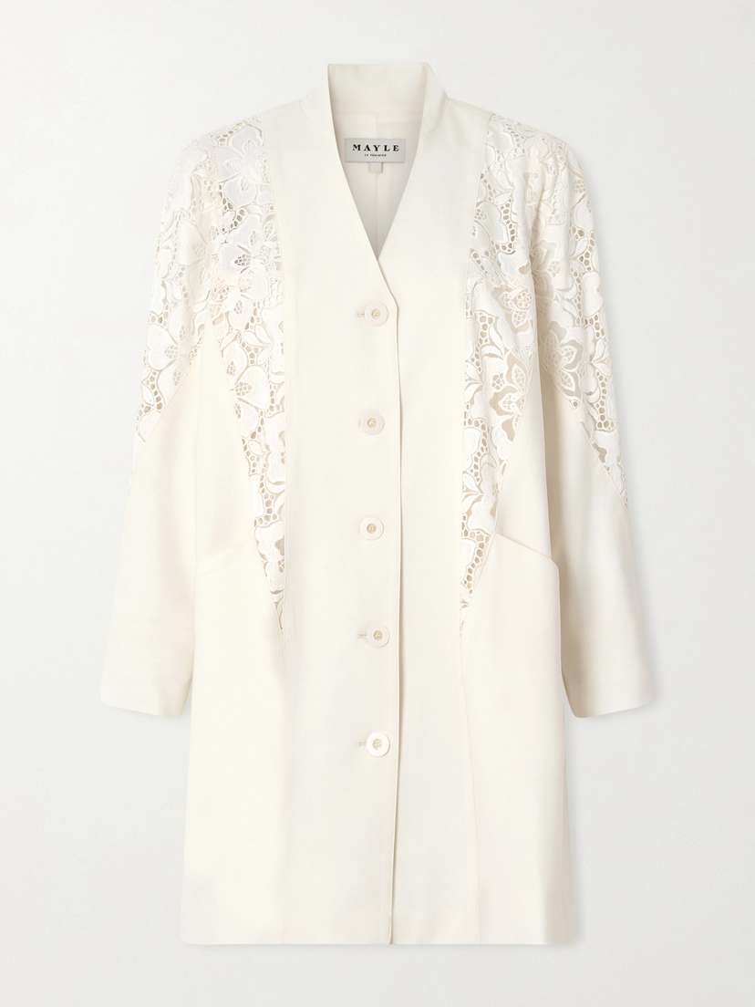 MAISON MAYLE Ines Lace-trimmed Wool-twill Mini Dress