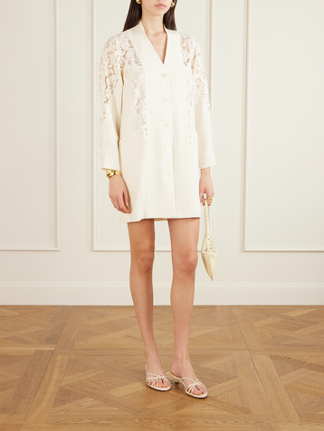 MAISON MAYLE Ines lace-trimmed wool-twill mini dress