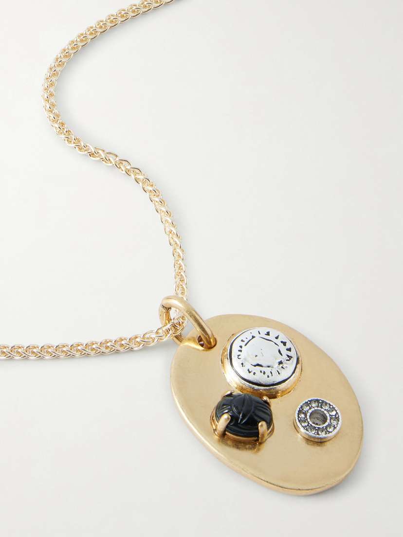 MAISON MAYLE Arpelle Gold-plated, Glass, Pewter And Crystal Necklace