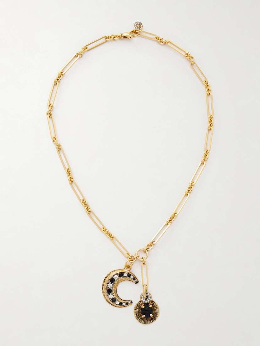 MAISON MAYLE Soli Luna Gold-plated, Crystal And Obsidian Necklace