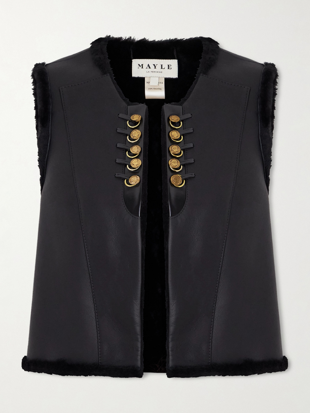 Maison Mayle Yves Shearling Vest In Black
