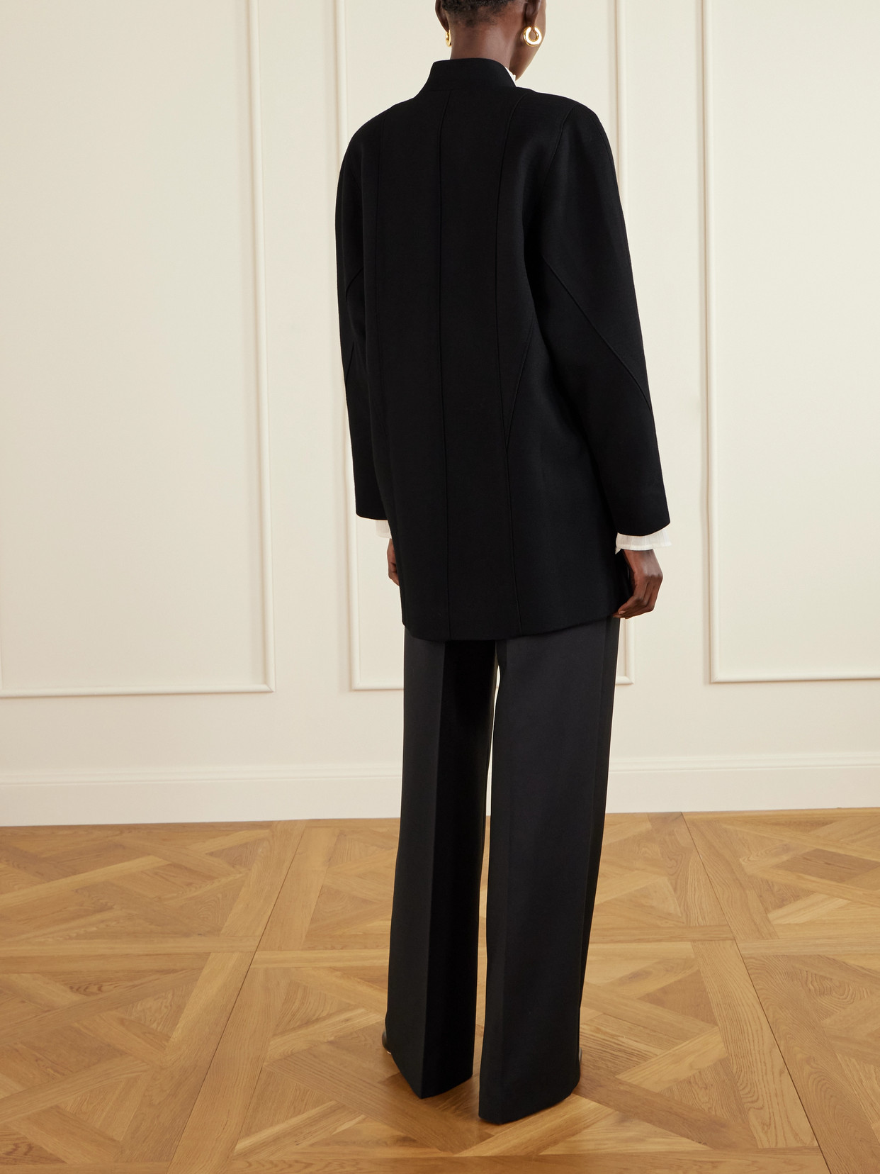 Maison Mayle Ines Paneled Wool-twill Coat In Black