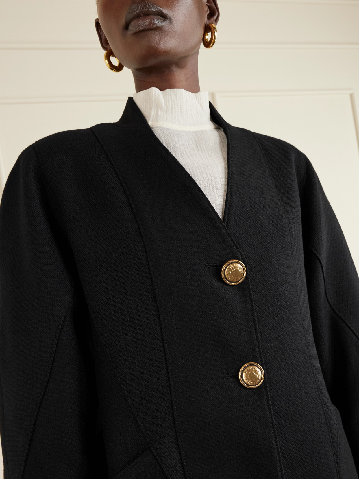Maison Mayle Ines Paneled Wool-twill Coat In Black