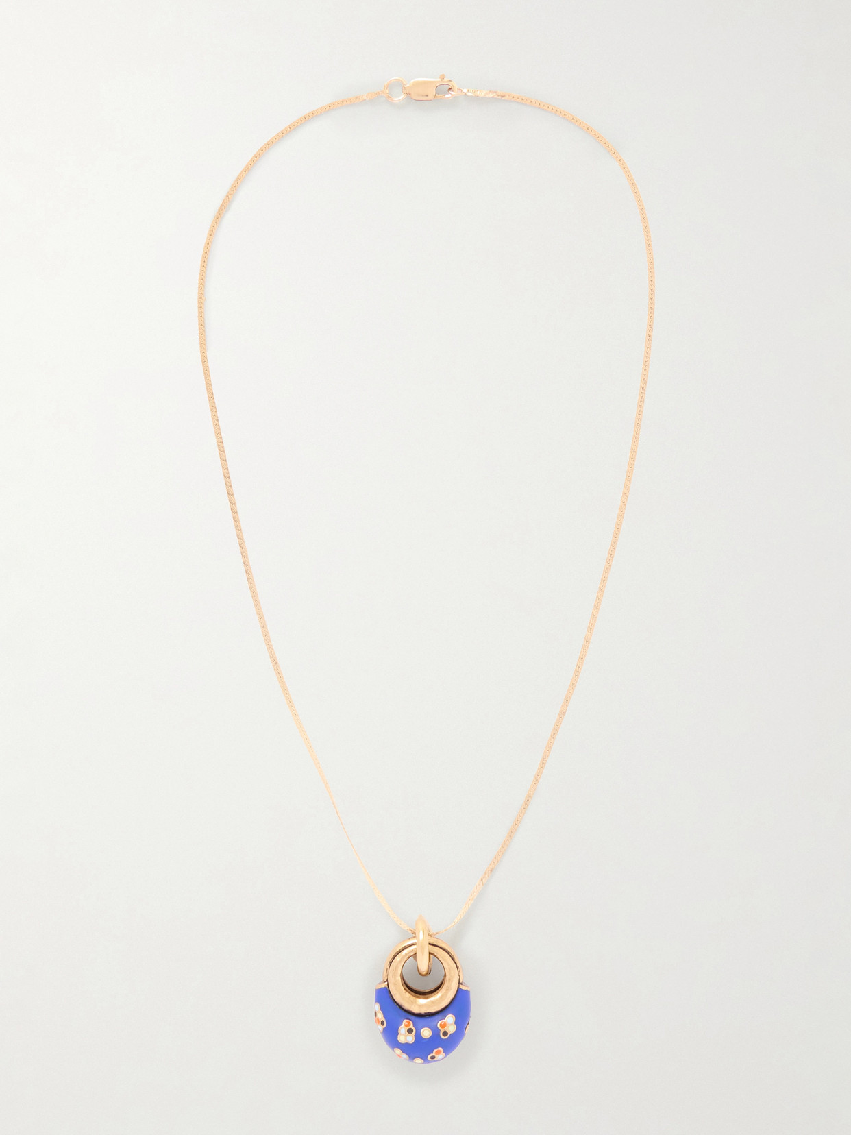 Maison Mayle Niki Drop Gold-plated And Enamel Necklace In Blue