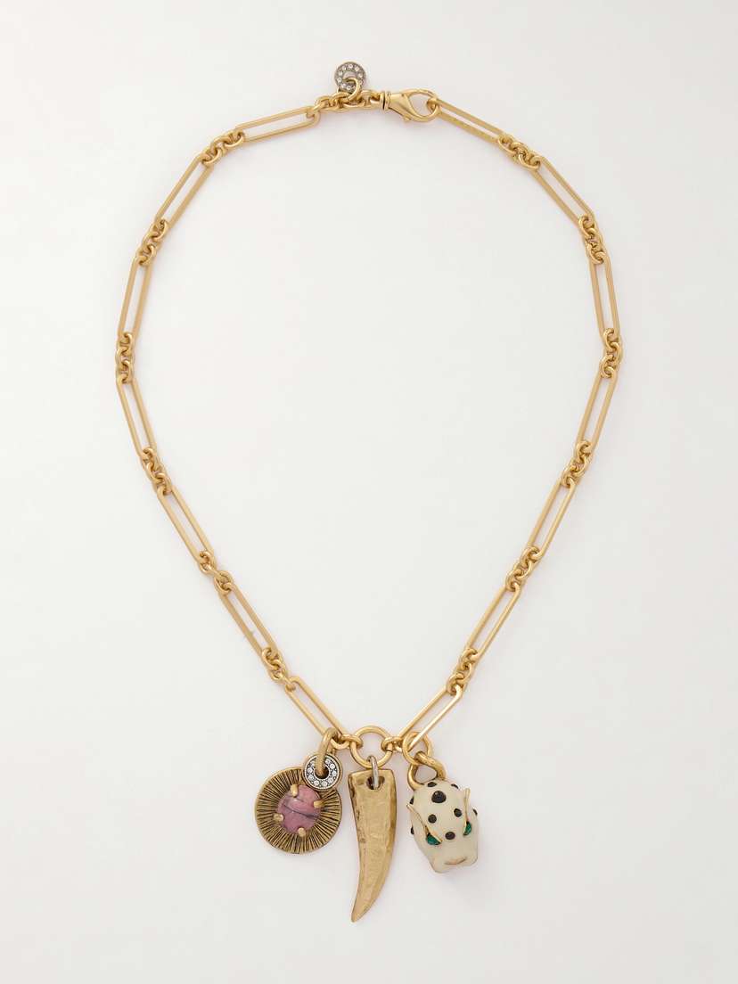 MAISON MAYLE Soli Gato Gold-plated, Crystal And Rhodonite Necklace
