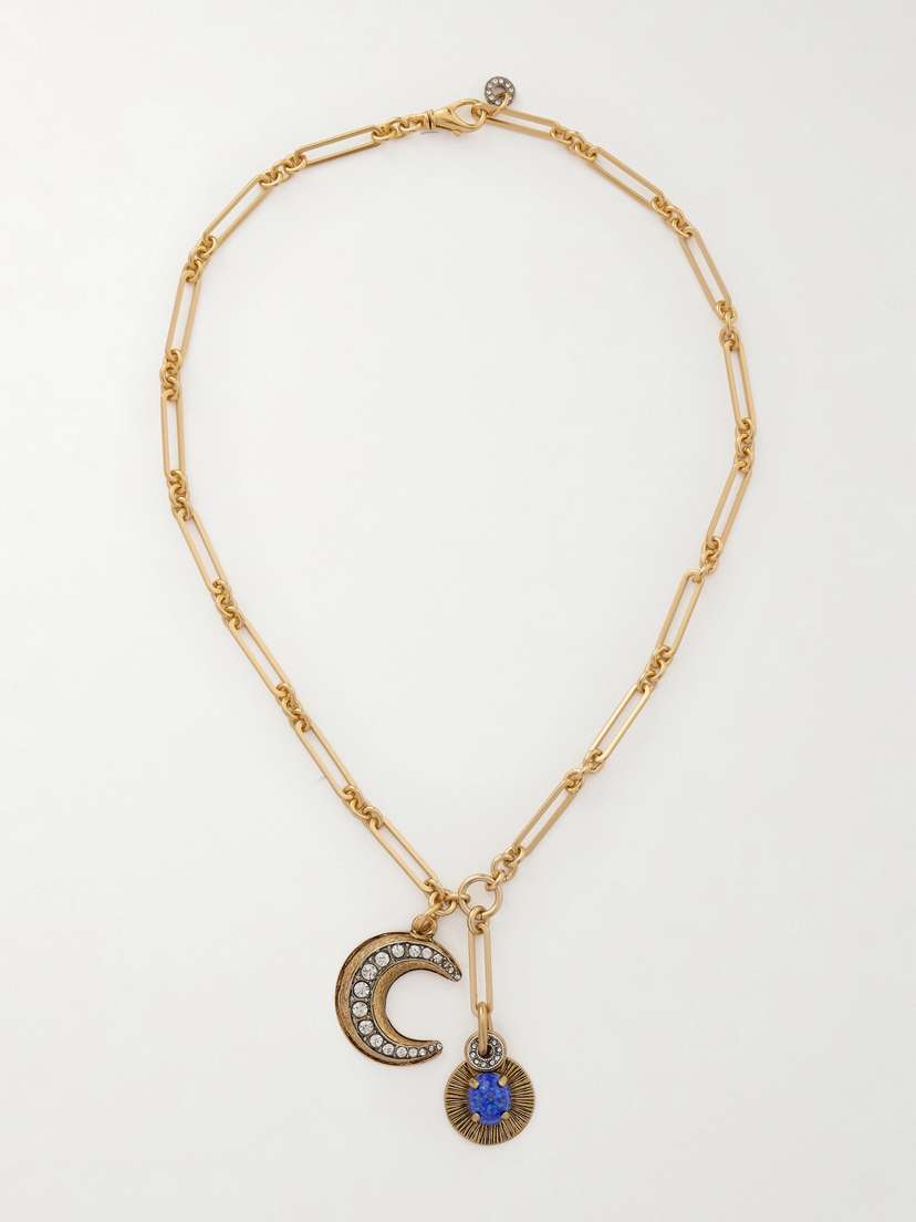 MAISON MAYLE Soli Luna Gold-plated, Crystal And Lapis Lazuli Necklace