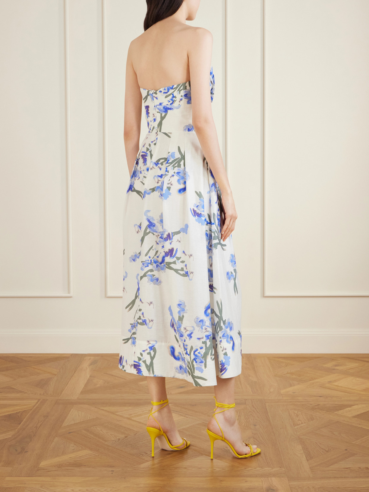 Rebecca Vallance Bluebell Belted Draped Floral-print Organza Midi Dress In Multi