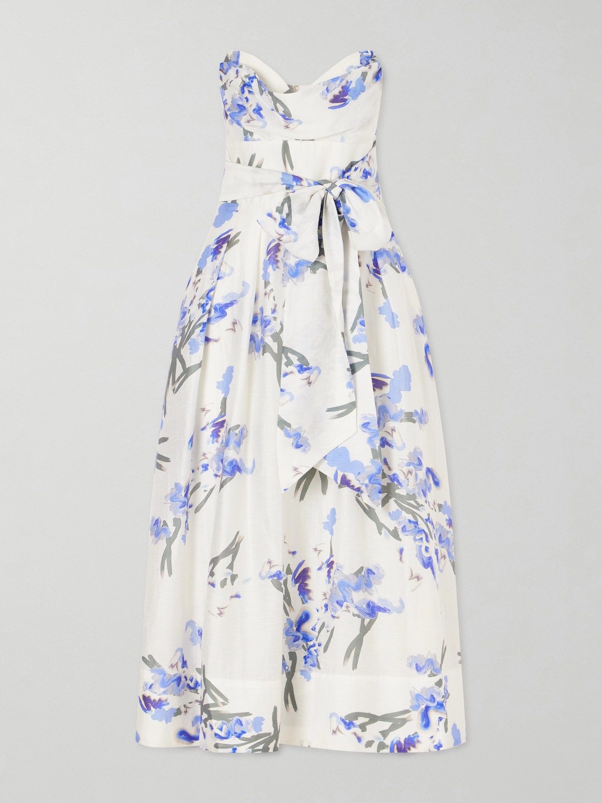 Rebecca Vallance Bluebell Belted Draped Floral-print Organza Midi Dress In Multi