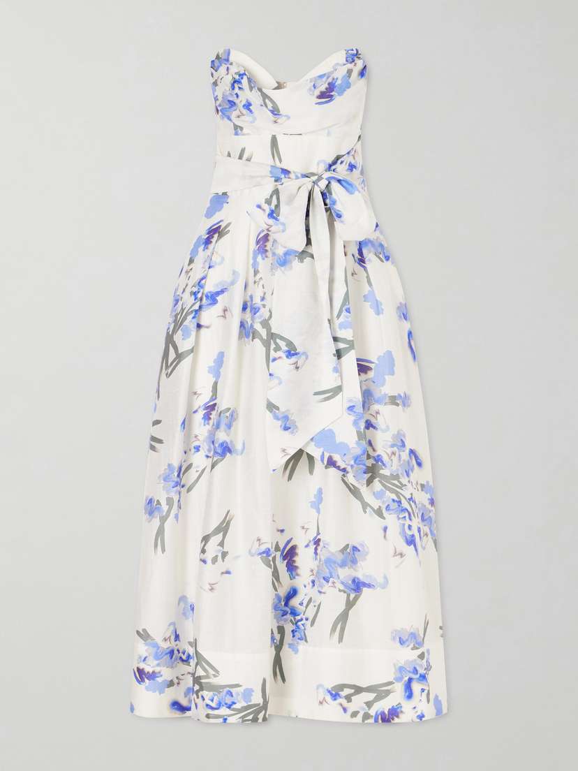 Rebecca Vallance Bluebell Belted Draped Floral-print Organza Midi Dress