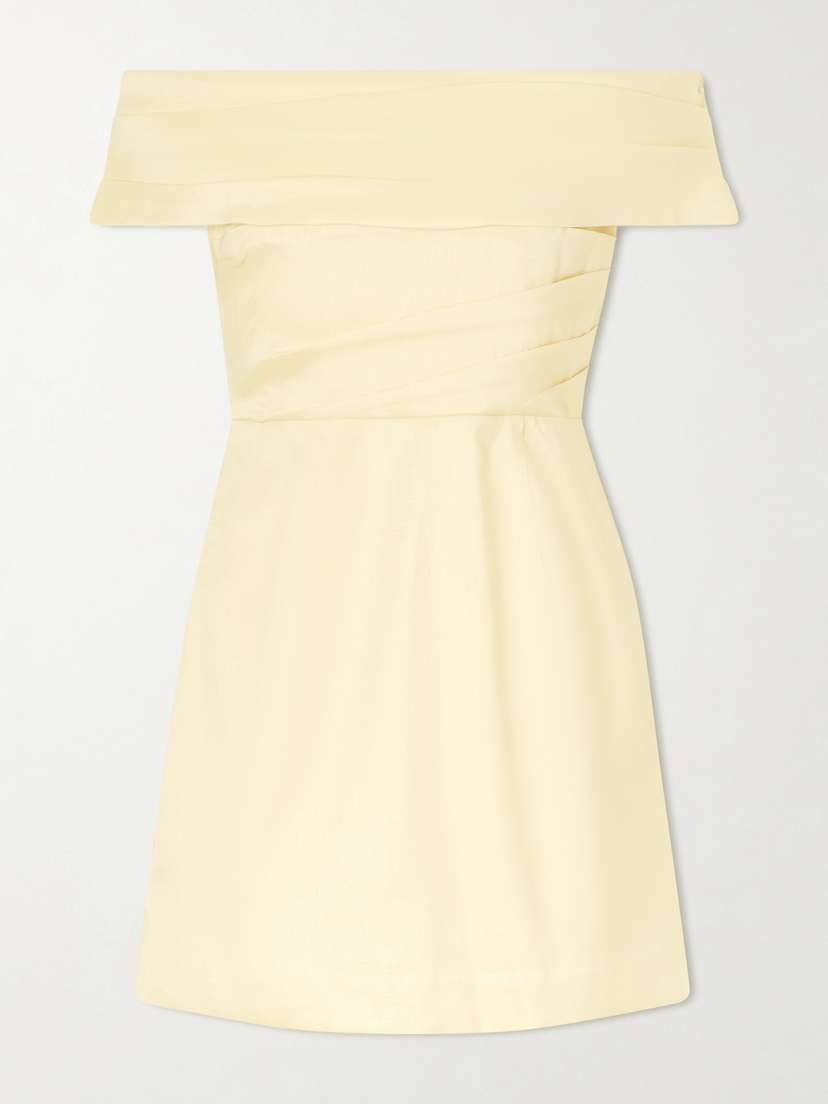 Rebecca Vallance Mandy Off-the-shoulder Pleated Mini Dress