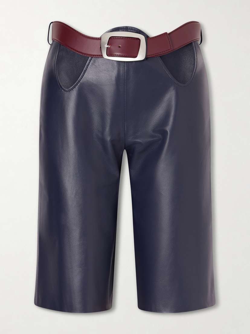 Jean Paul Gaultier Belted Cut-out Leather Shorts