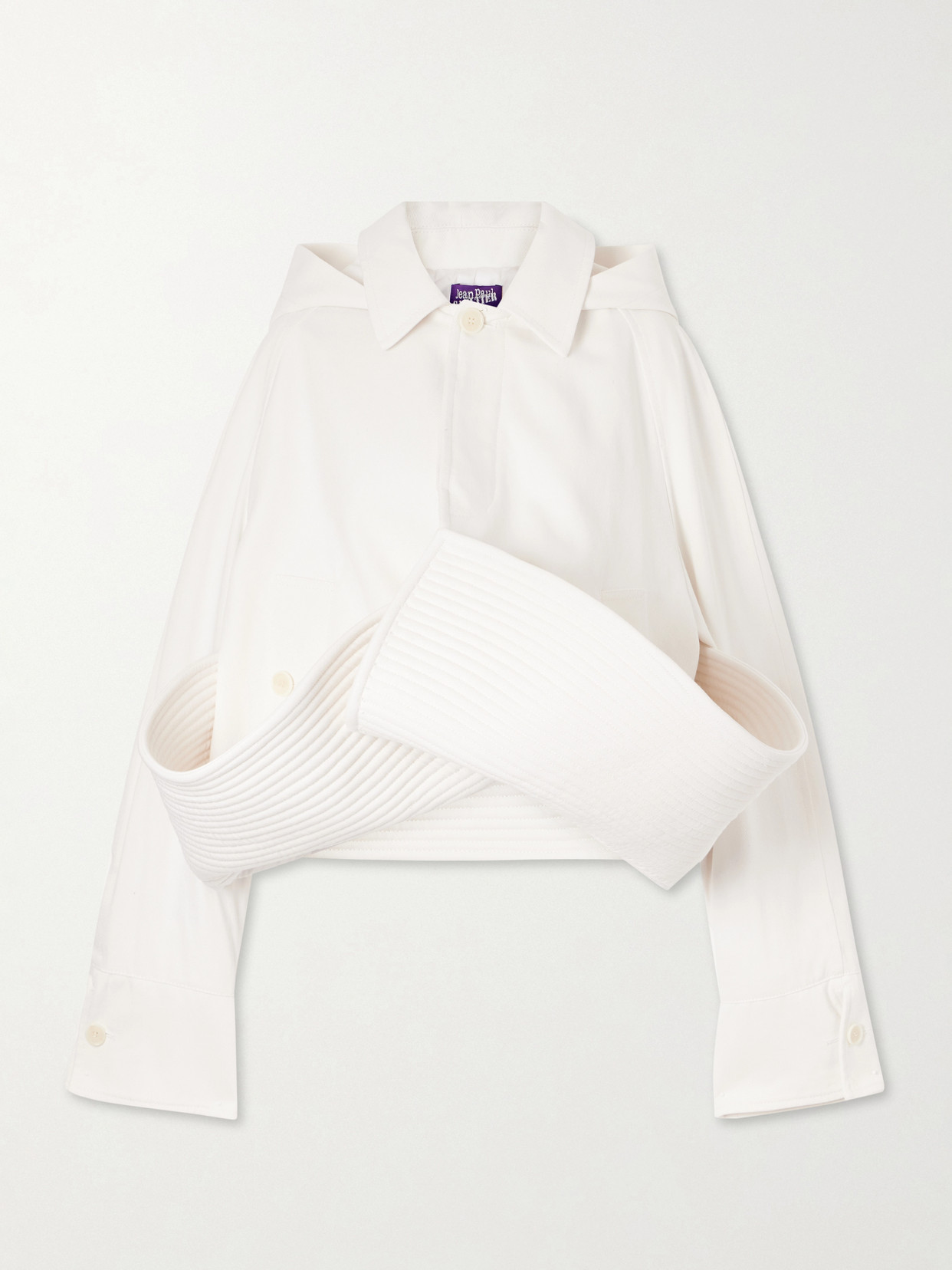 Jean Paul Gaultier Bob Marine Hooded Folded Denim Jacket In White