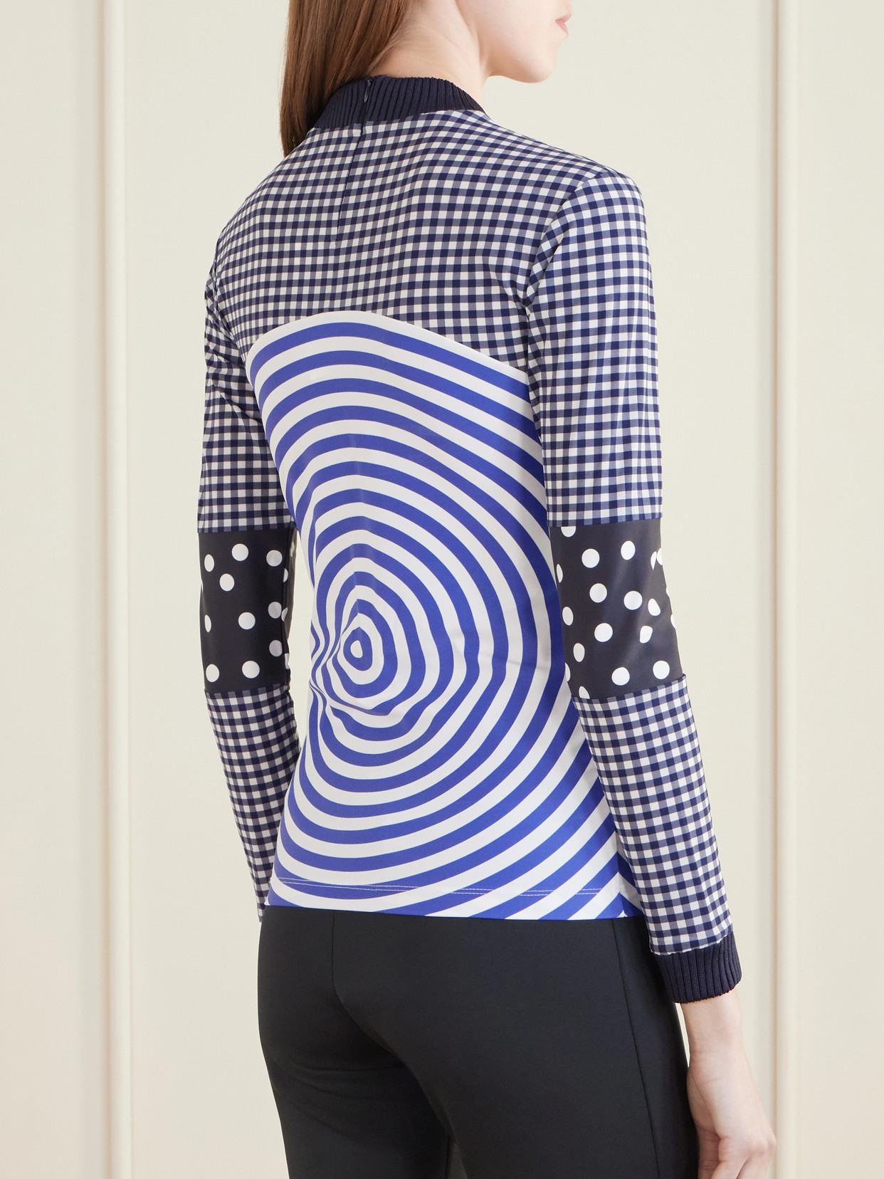 Ribbed-Knit Trimmed Printed Poplin Jersey