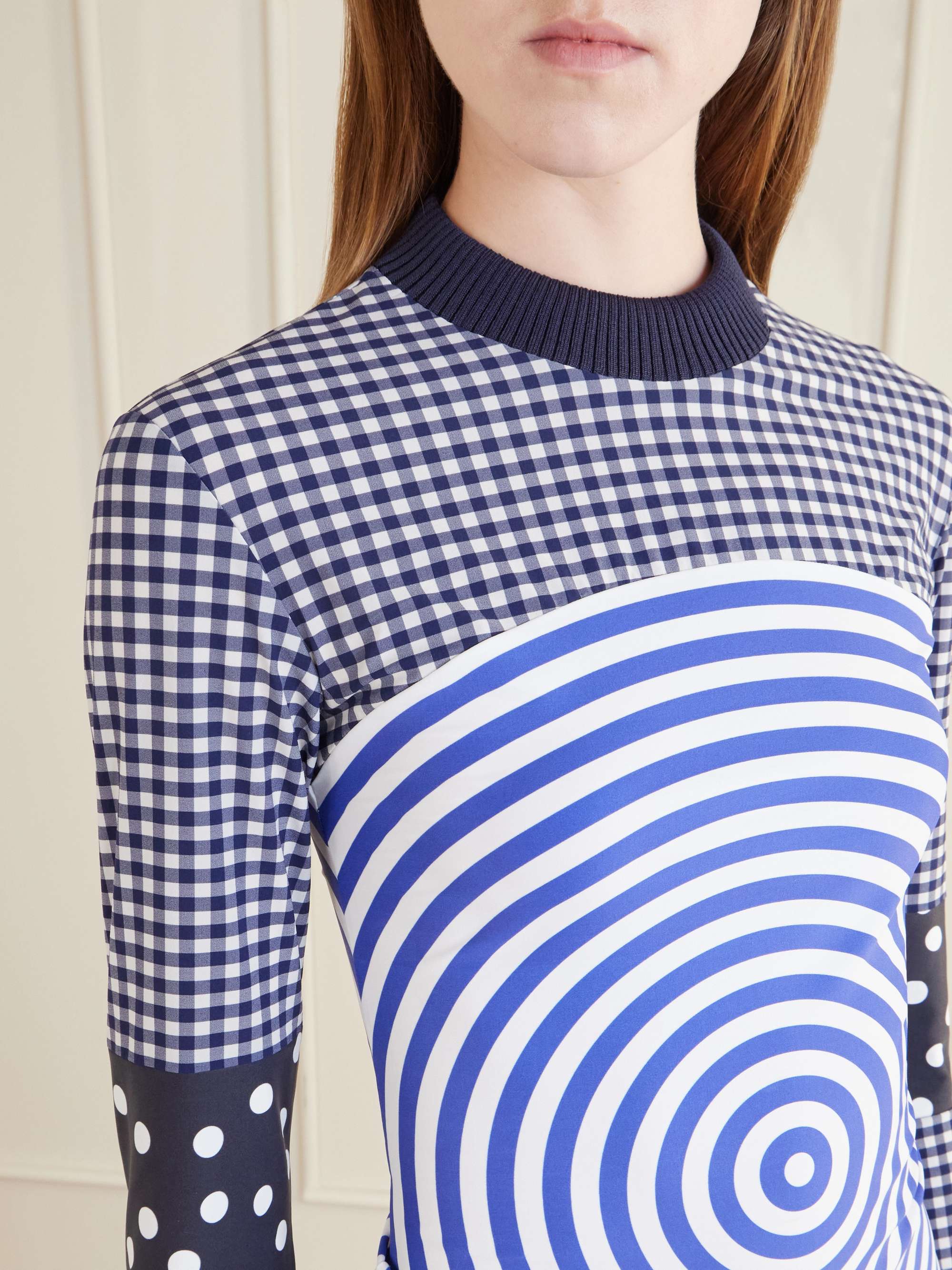 JEAN PAUL GAULTIER Ribbed-knit trimmed printed poplin jersey | NET