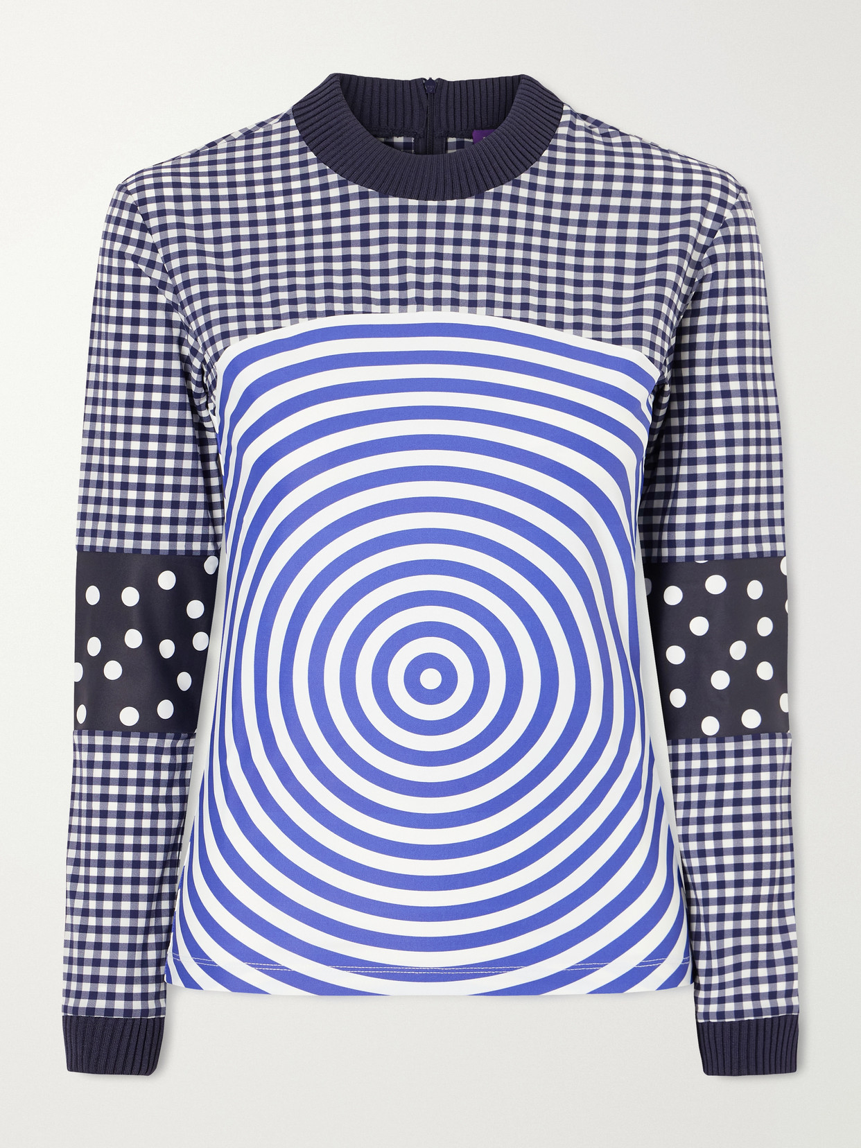 Ribbed-Knit Trimmed Printed Poplin Jersey