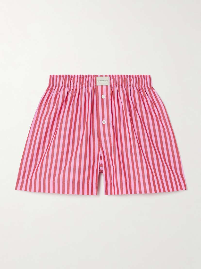 Comme Si La Boxer Classica Striped Cotton-poplin Shorts