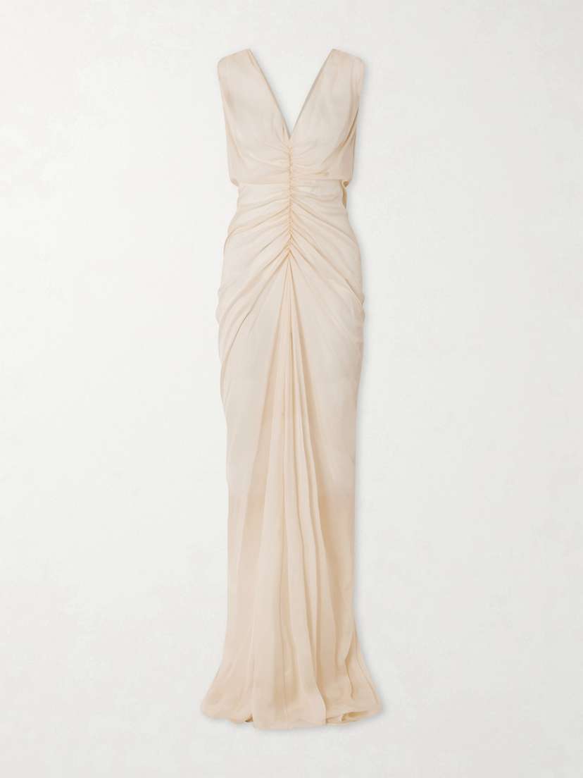 COLLEEN ALLEN Gathered Silk-chiffon Gown