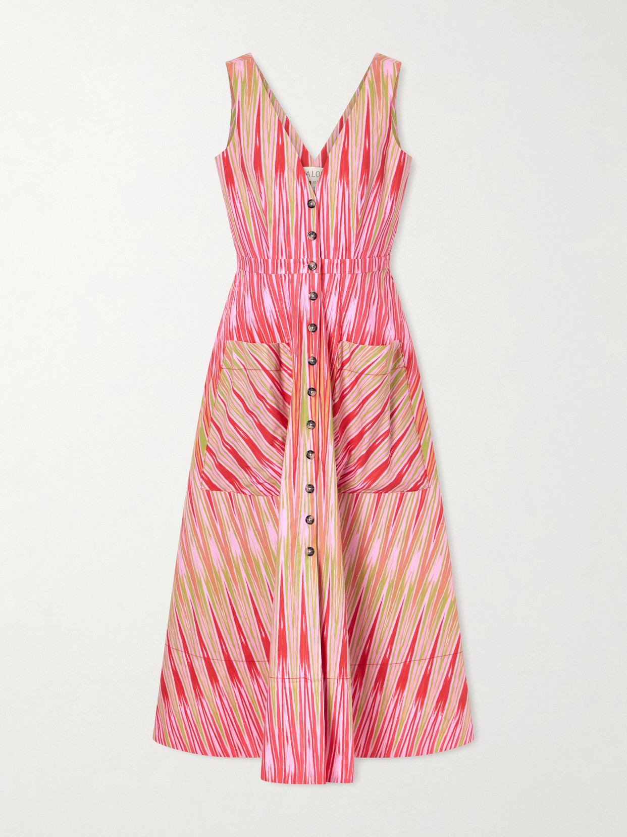 Saloni Zoey Printed Cotton-poplin Midi Dress In Pink