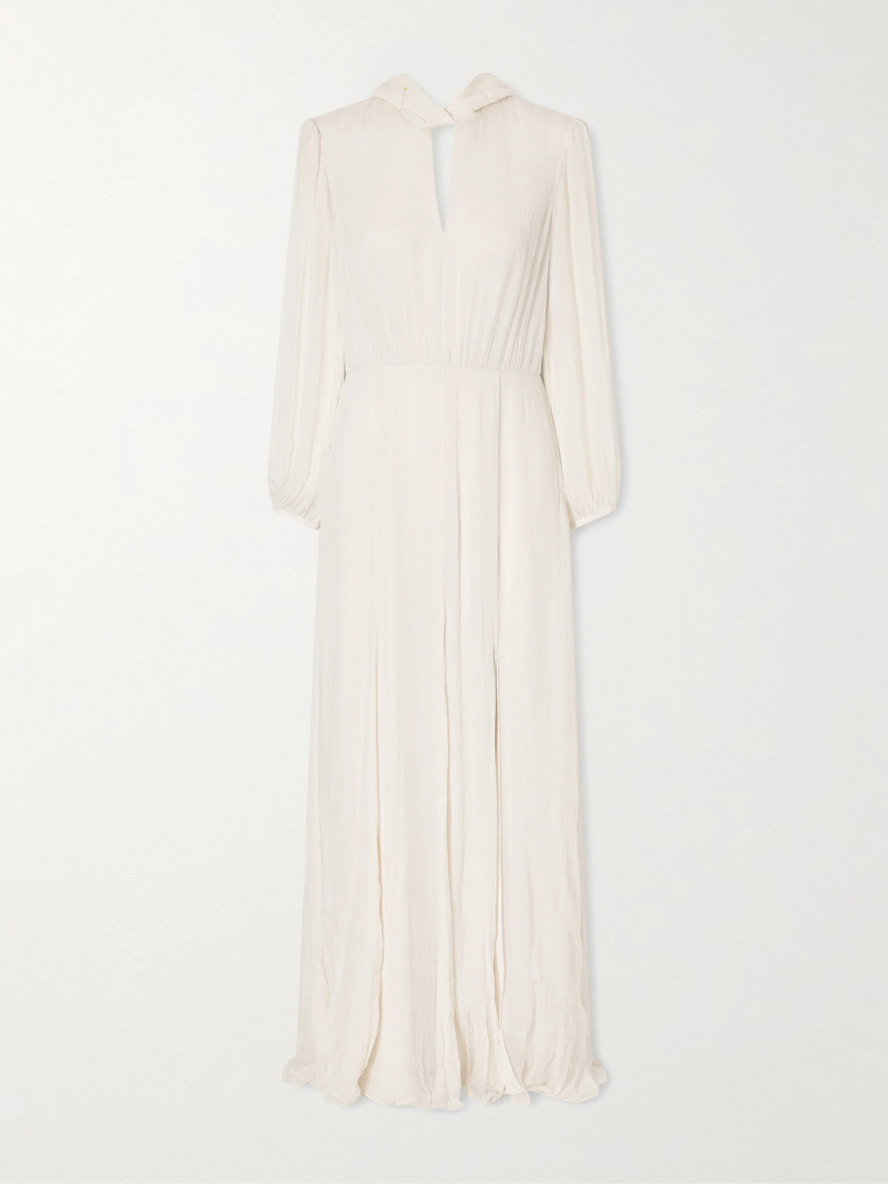 Saloni Floral-print Silk-crepon Gown In White