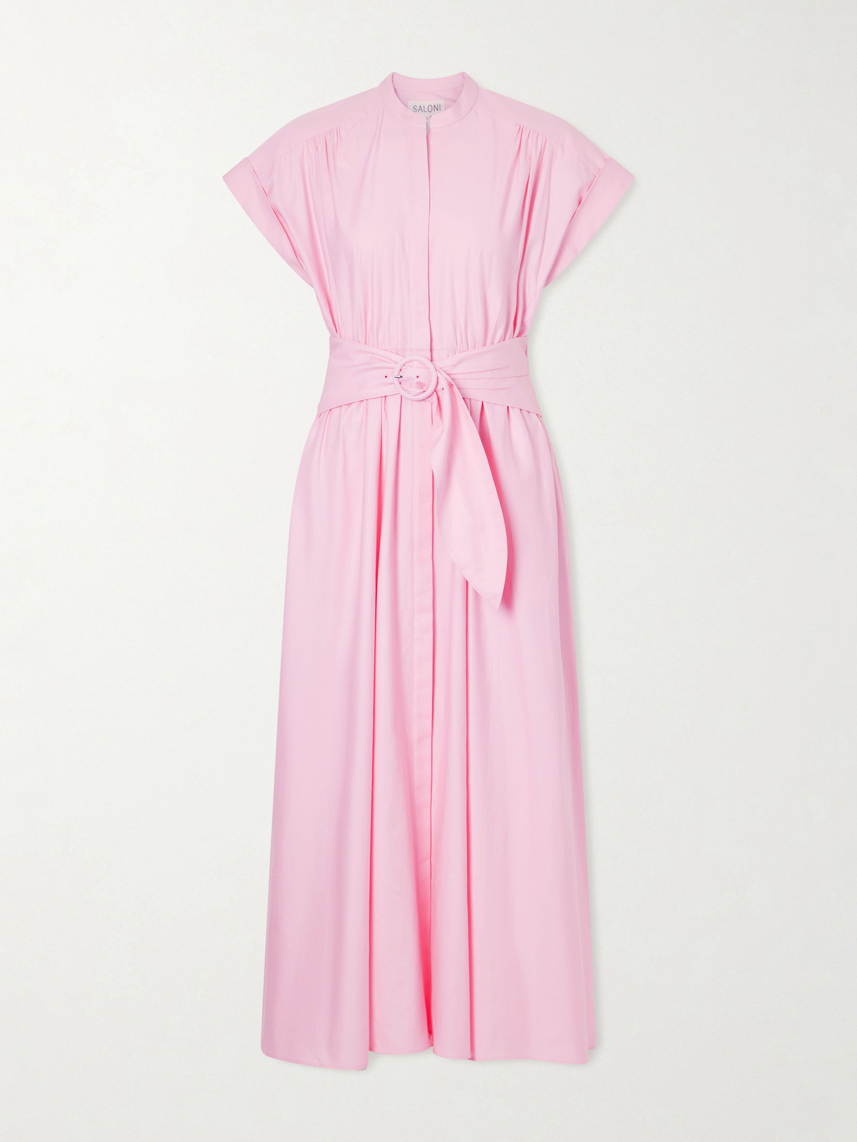 Saloni Neesha Belted Cotton Maxi Dress In Pink