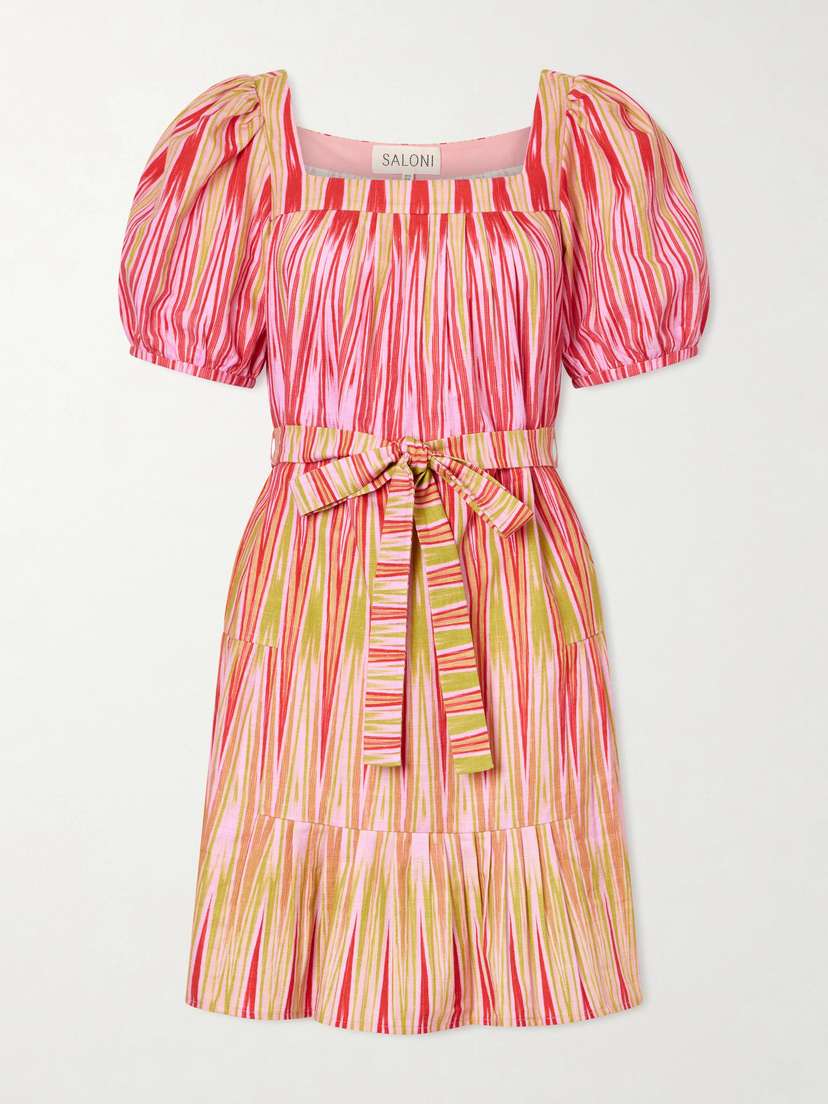 Saloni Yashi Belted Printed Cotton Mini Dress