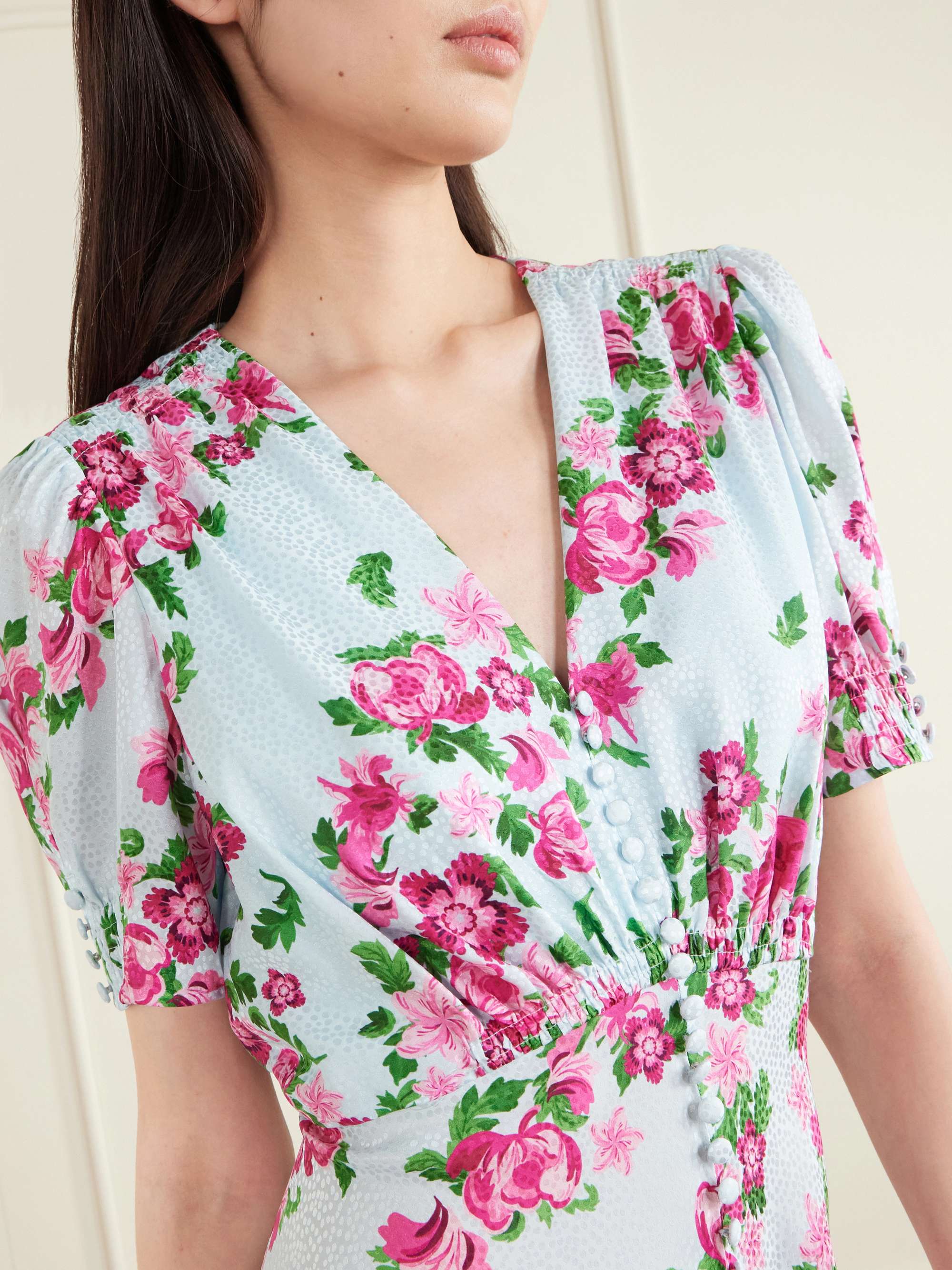 saloni floral midi dress Saloni Vanessa D Dress in Flori Sapphire 6