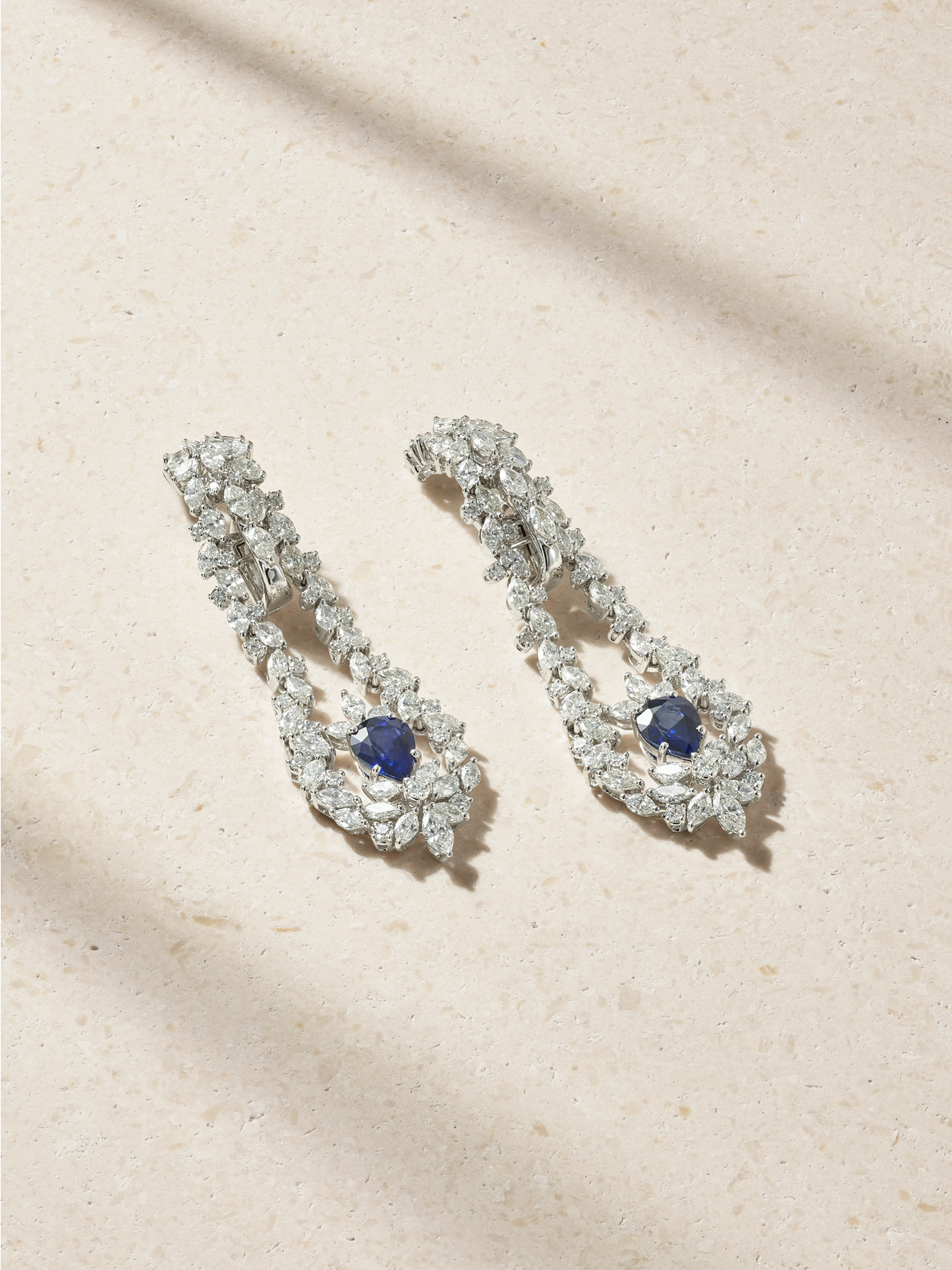 Yeprem 18-karat White Gold, Sapphire And Diamond Earrings In Silver