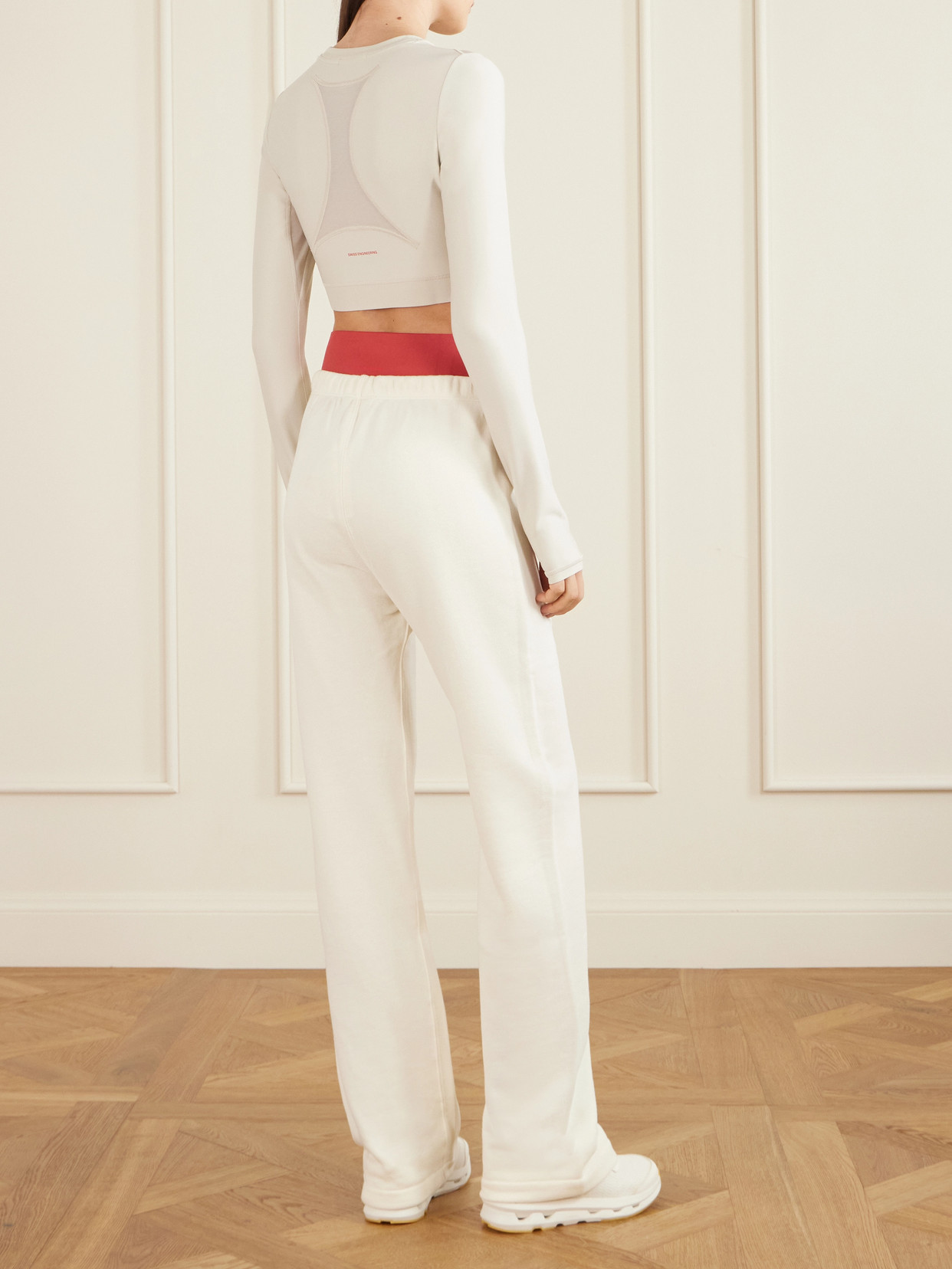 Year Of The Horse Cropped Mesh-Trimmed Stretch Recycled Top