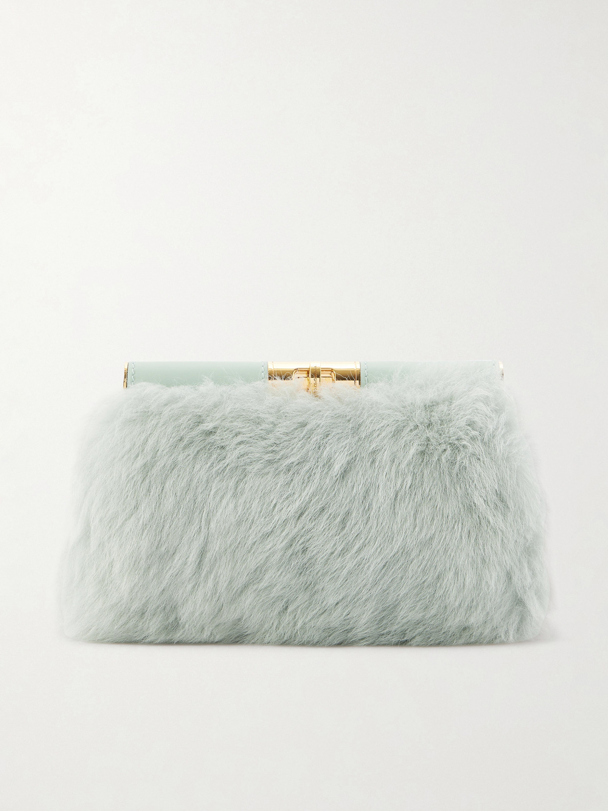 Dolce & Gabbana Marlene Leather-trimmed Shearling Shoulder Bag In Green