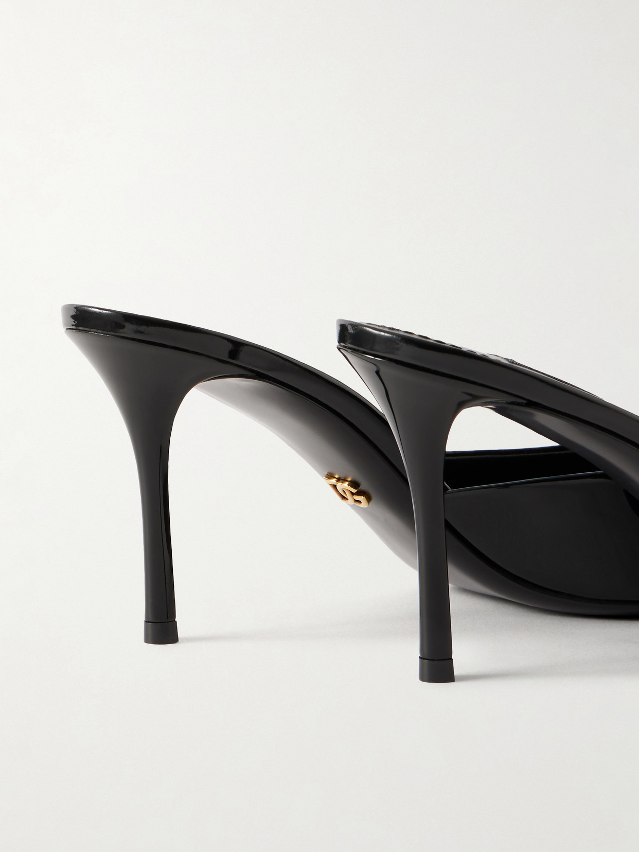 Dolce & Gabbana 75mm Vernice Patent Leather Mule Sandals In Black