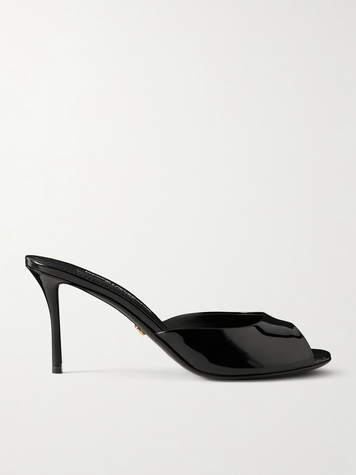 Dolce & Gabbana 75mm Vernice Patent Leather Mule Sandals In Black