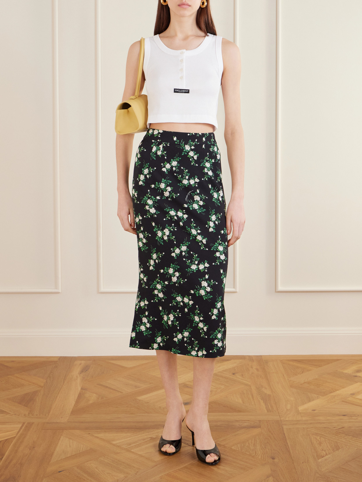 Dolce & Gabbana 75mm Vernice Patent Leather Mule Sandals In Black