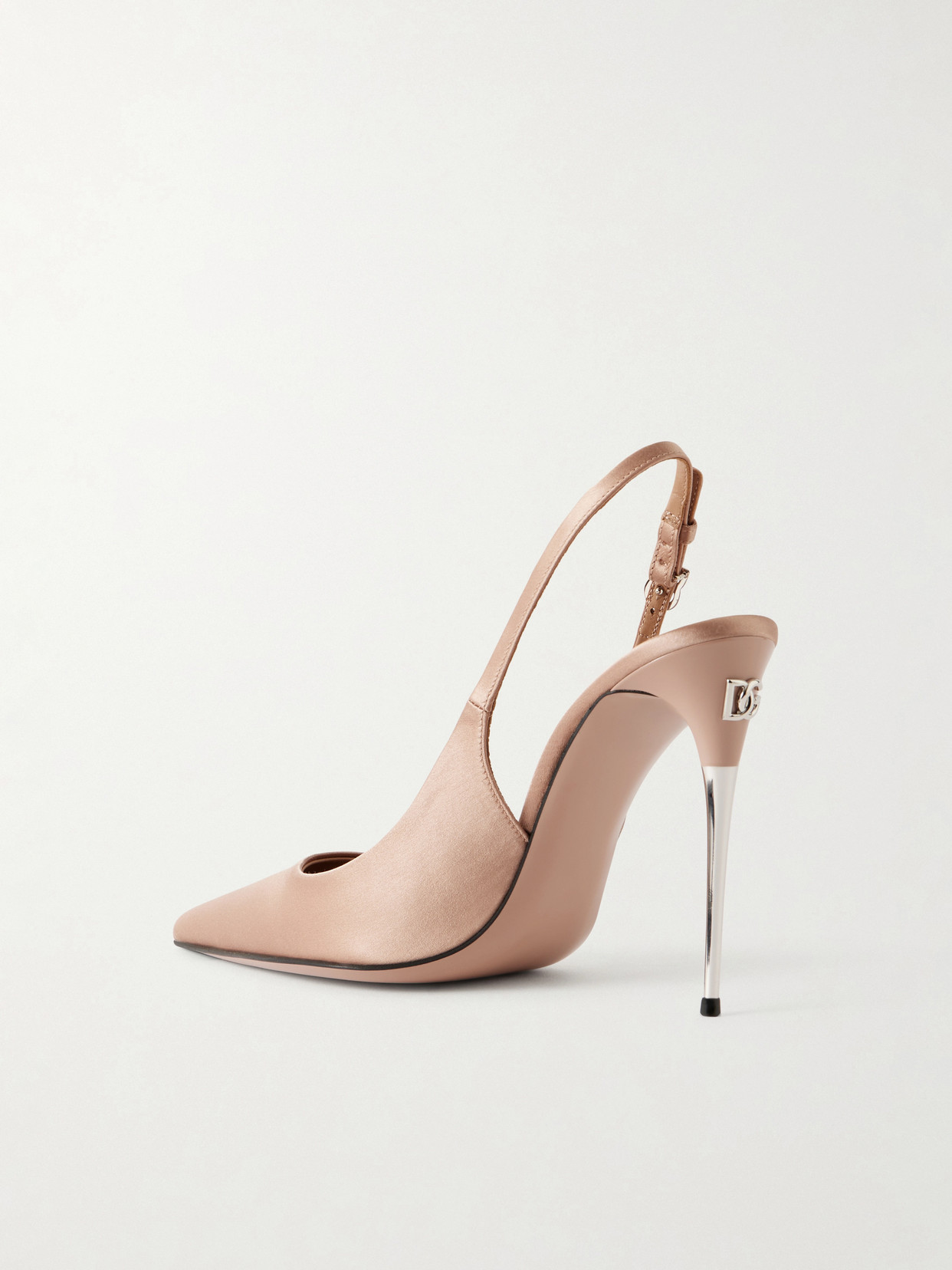 Dolce & Gabbana Satin Metallic-stiletto Slingback Pumps In Pink