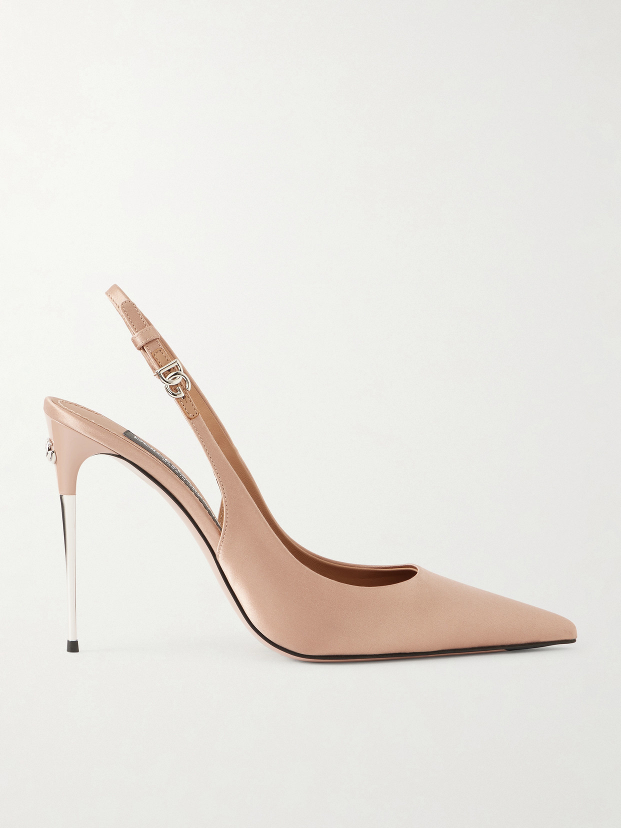 Dolce & Gabbana Satin Metallic-stiletto Slingback Pumps In Pink