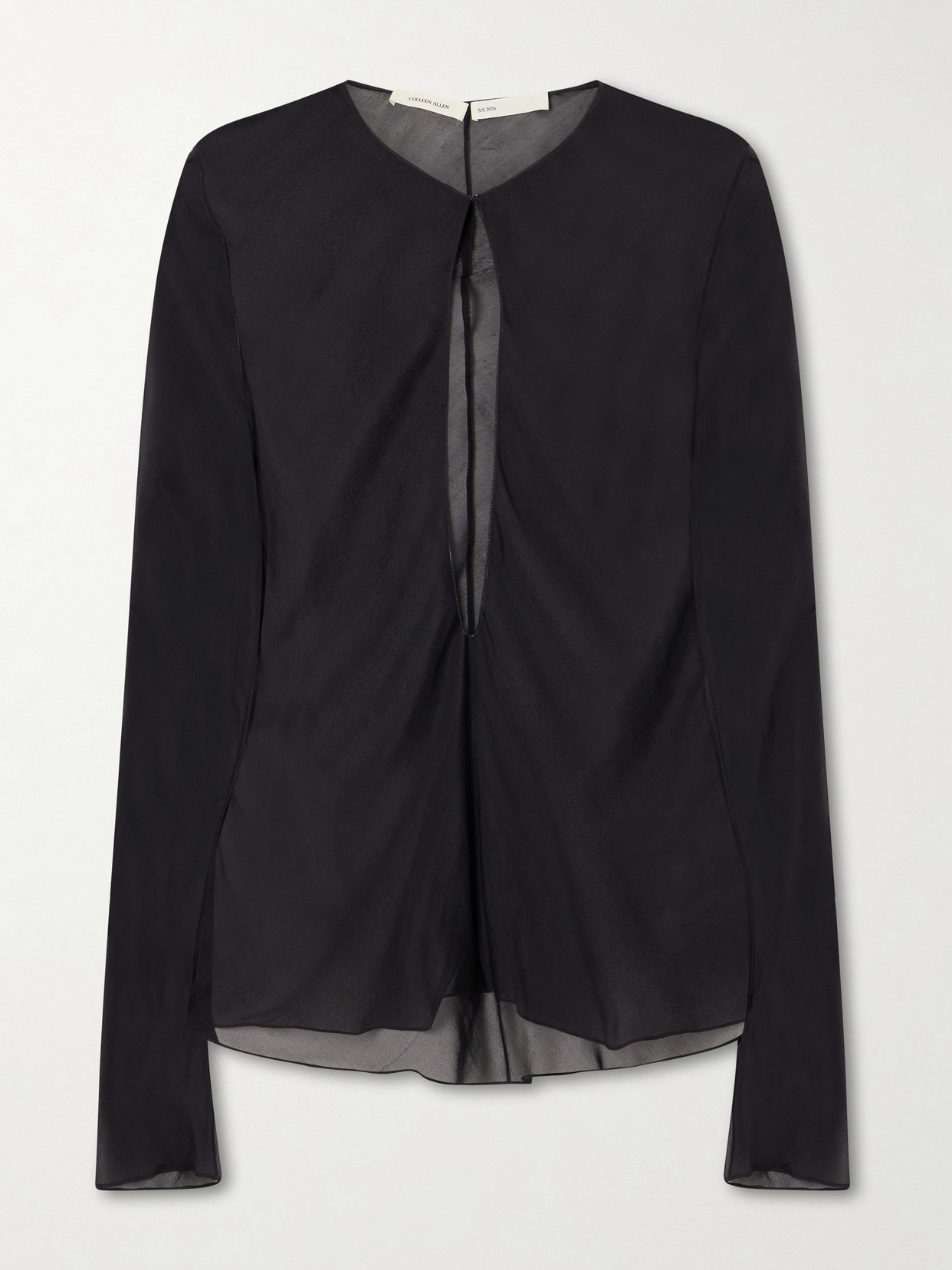 Colleen Allen Cut-out Silk-chiffon Blouse In Black