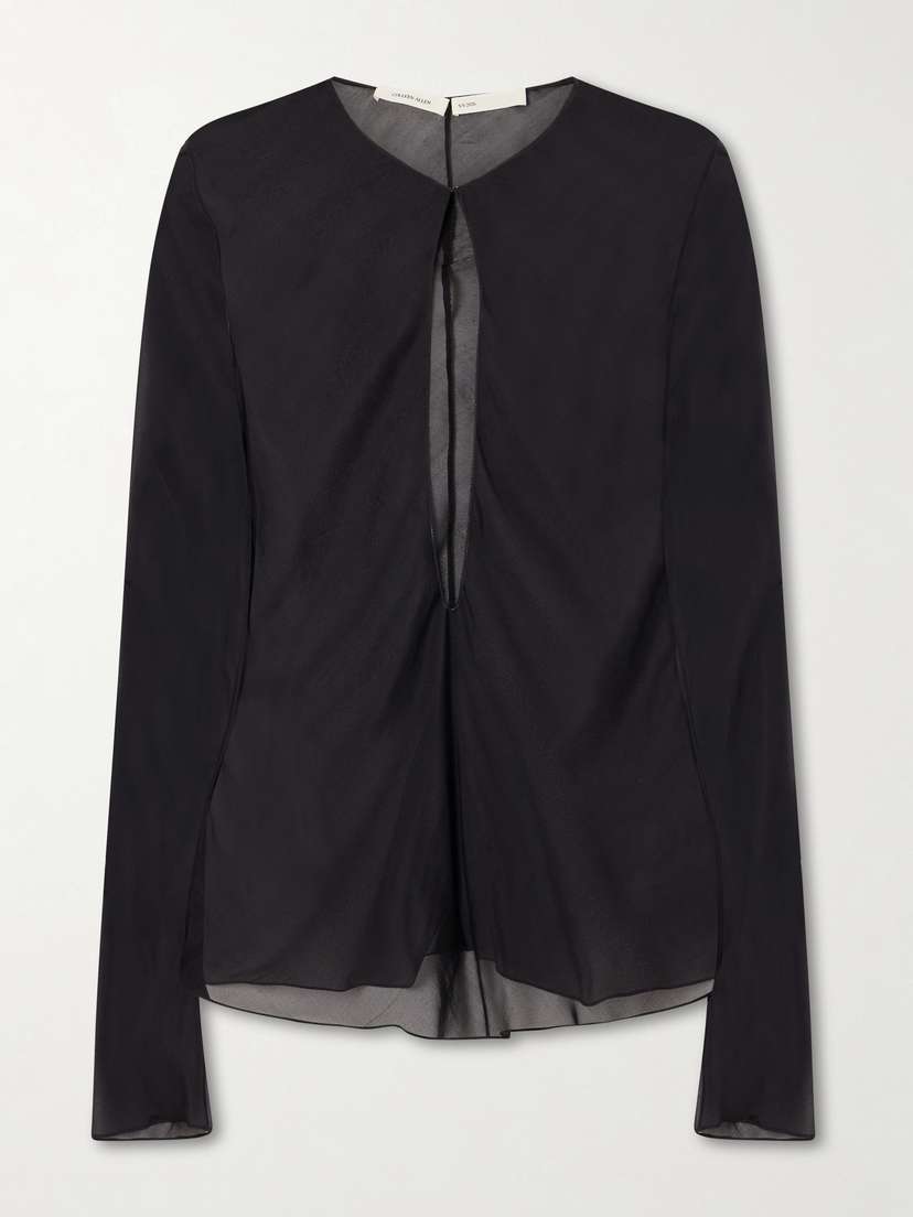 COLLEEN ALLEN Cut-out Silk-chiffon Blouse