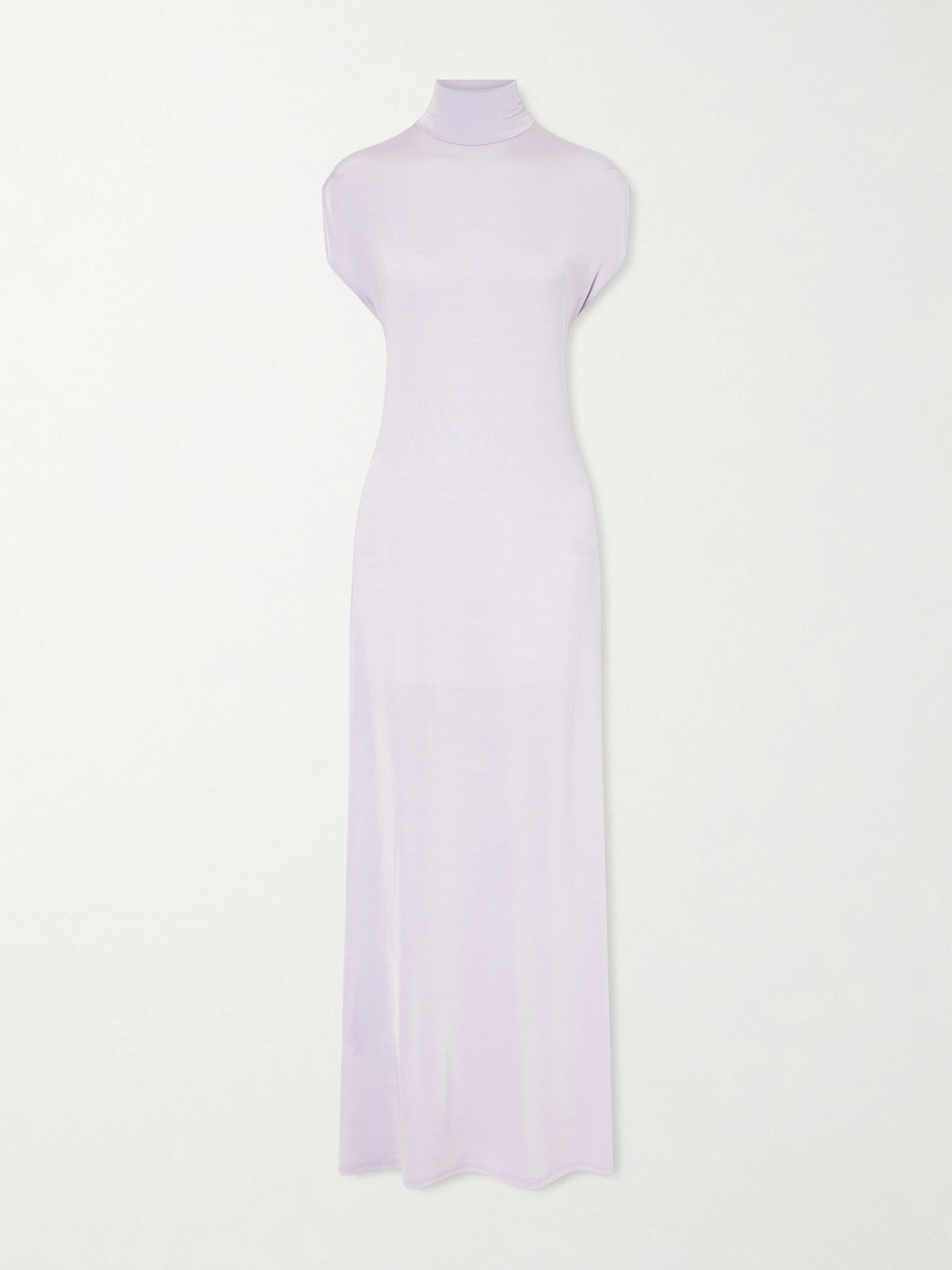 Colleen Allen Open-back Jersey Turtleneck Gown In Purple