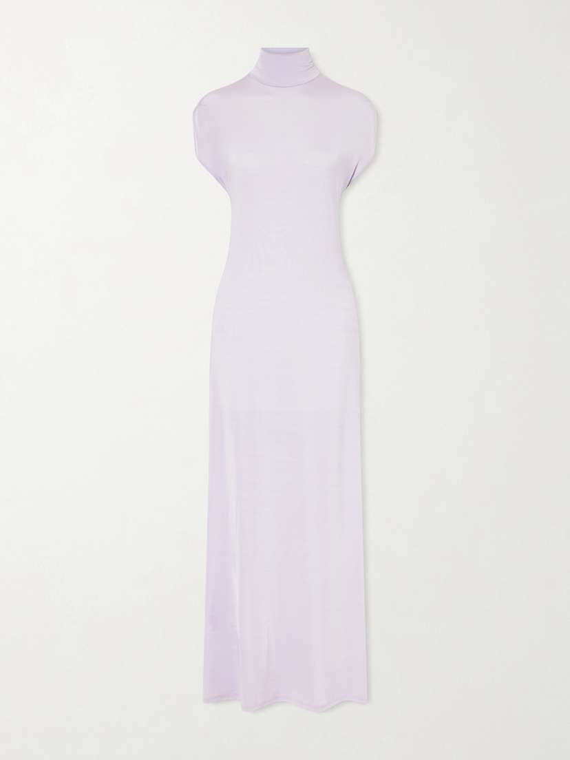 COLLEEN ALLEN Open-back Jersey Turtleneck Gown
