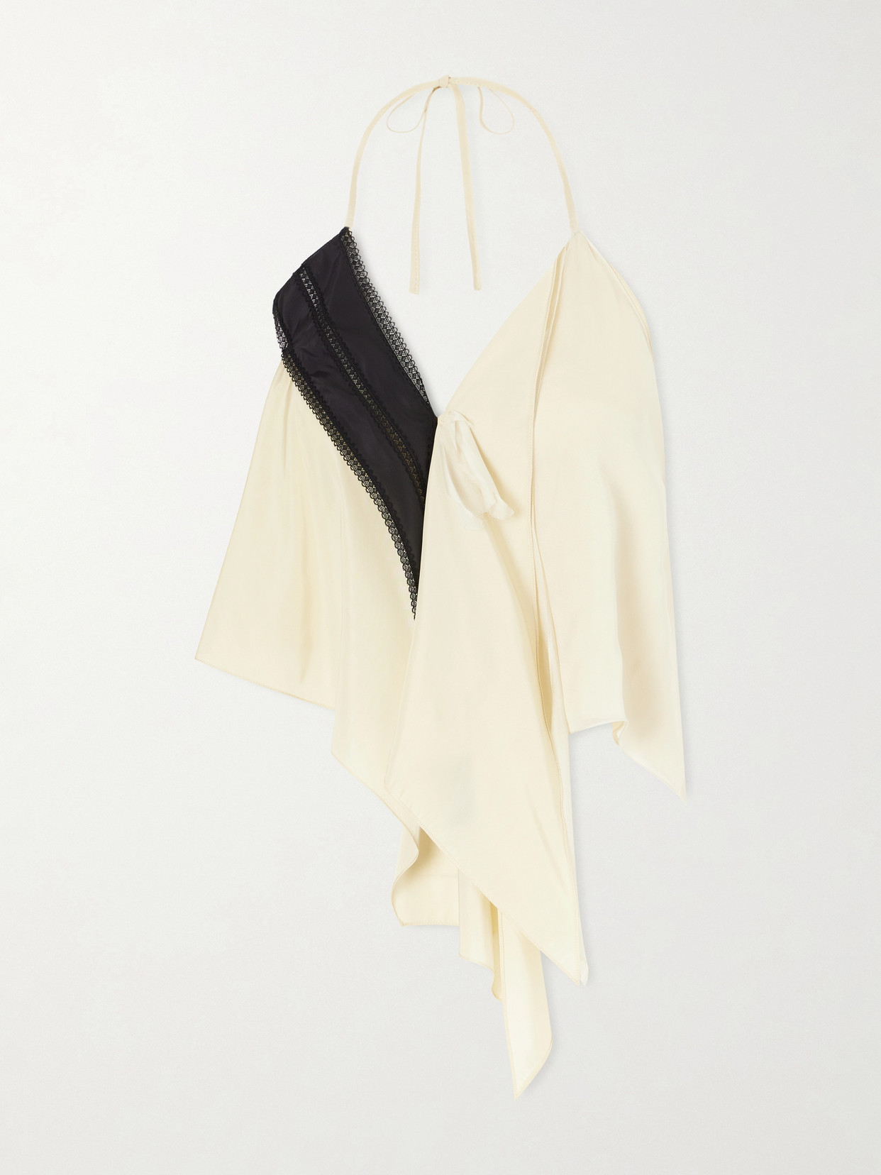 Colleen Allen Halter Silk-blend Blouse In Neutral